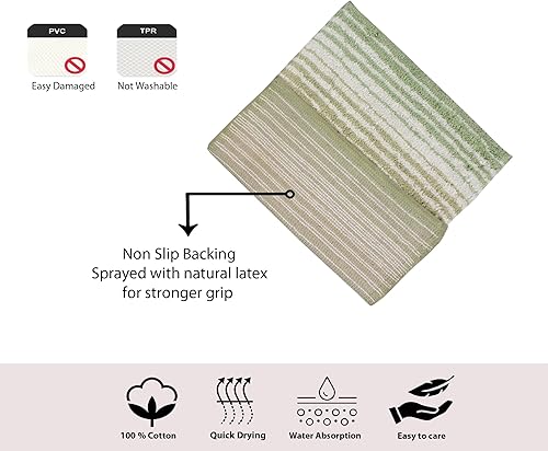 Miniatura 8 de Home Weavers Gradiation Collection - Alfombra de algodón absorbente, suave, lavable a máquina, 17 x 24 pulgadas, 21 x 34 pulgadas, color salvia