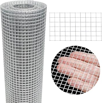 Hardware Cloth 8 x 30 1/4 in Galvanized Wire Mesh Roll 23 GA Chicken Wire Fence Roll for Chicken Pen/coop Fences, Screen mesh, Rabbit/Snake Fences, Poultry enclosures, Handicraft Making, etc.