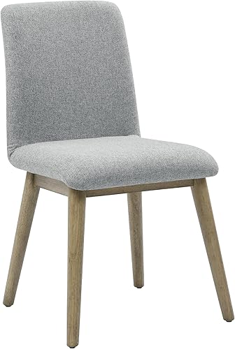 Vida Side - Rubio bruñido, moderno de mediados de siglo, madera dura asiática resistente, diseño ergonómico, tela gris, deslizadores seguros para el