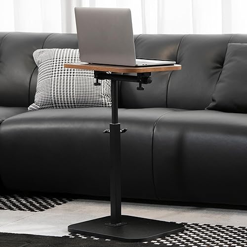 Miniatura 7 de Mesa auxiliar pequeña ajustable, altura ajustable, diseño de panel abatible y giro de 360, reposabrazos de sofá, mesa auxiliar en forma de C,