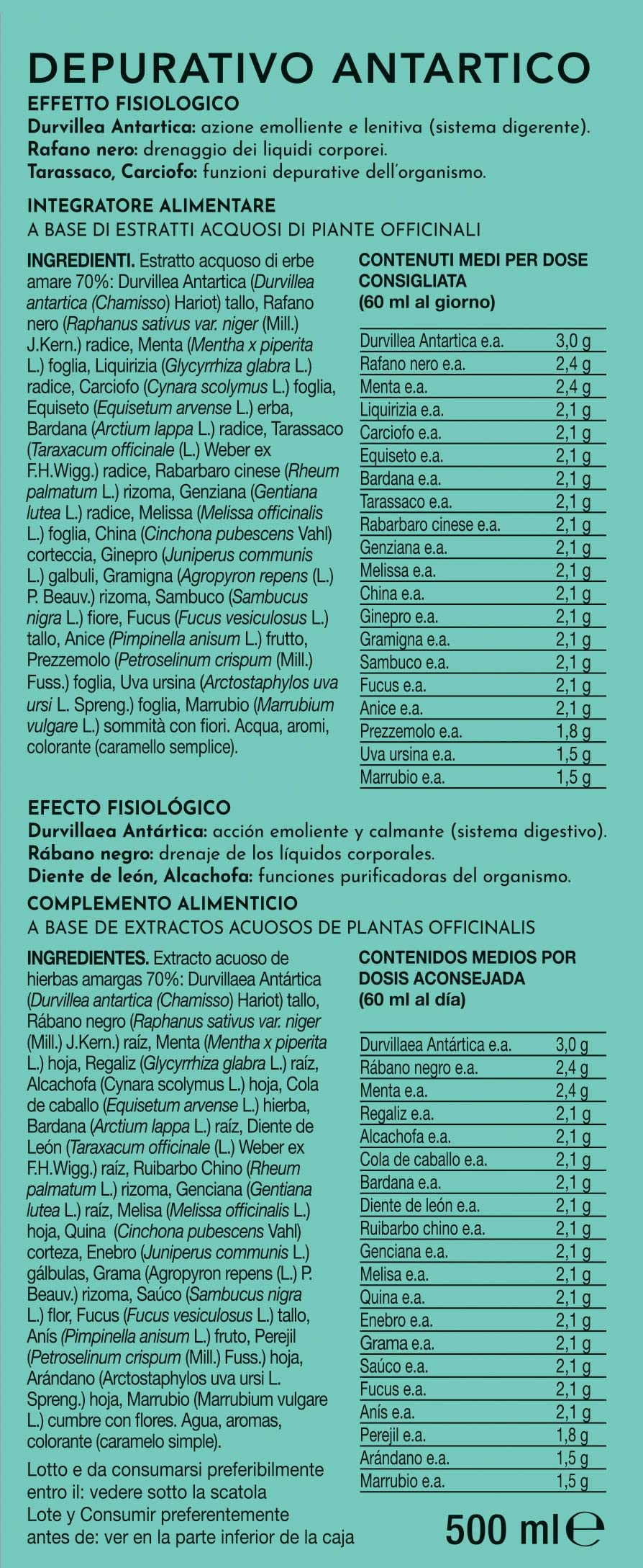Gianluca Mech Depurativo Antartico Diuretico Secondo Il Metodo Decottopia al Gusto di Tarassaco e Carciofo, 500 Ml Liquido