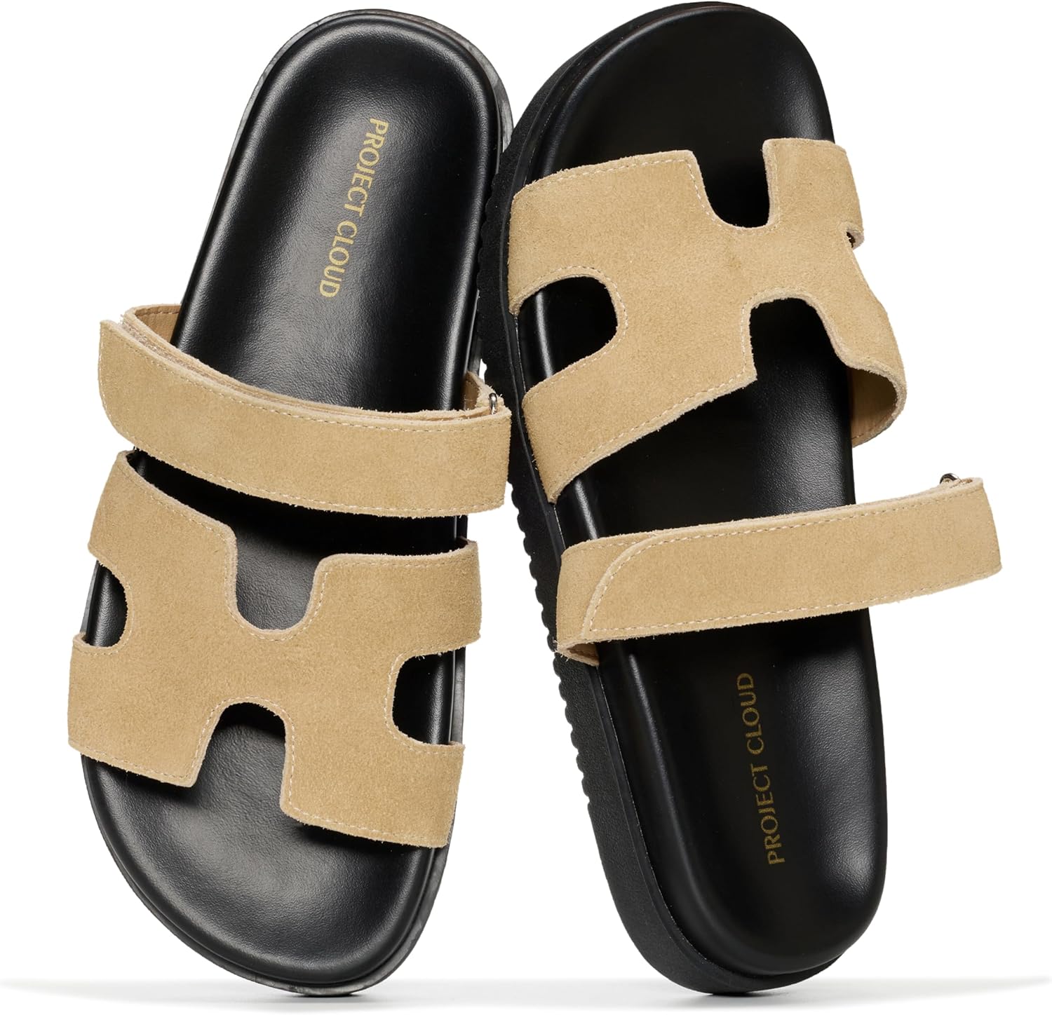 Project Cloud 100% Genuine Leather Sandals for Women Footwear - Stylish Womens Sandals with Plush & Soft Insole - Non-Slip and Water-Resistant Beach Sandals Slides for Women (Mayvy)