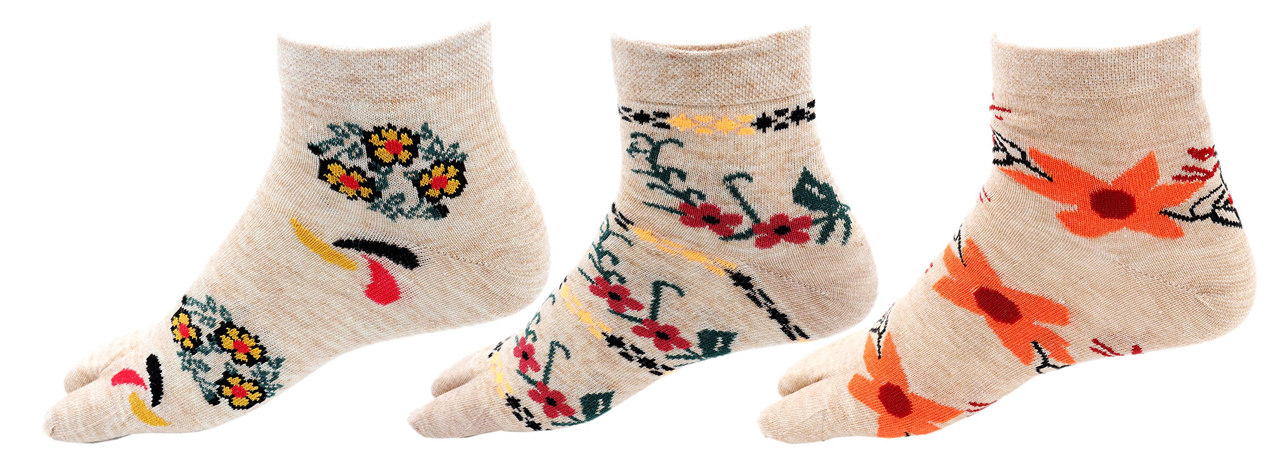 rc. royal class Women's Ankle Length Skin Color Floral Thumb Woolen Socks (Pack of 3 pairs)-picture-12