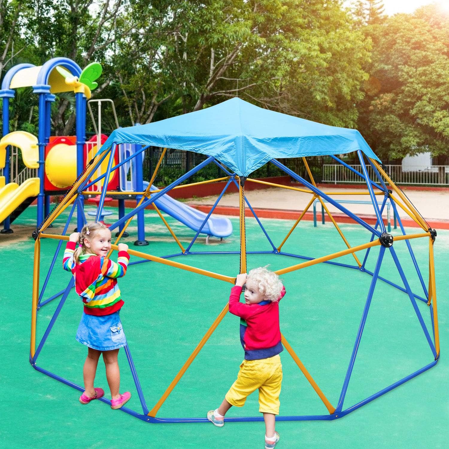 Jugader Upgraded 10FT Climbing Dome with Canopy and Swing, Dome Climber for Kids 3 - 10, Weight Capability 800LBS, 3-Year Warranty, Rust and UV Resistant Steel : Toys & Games