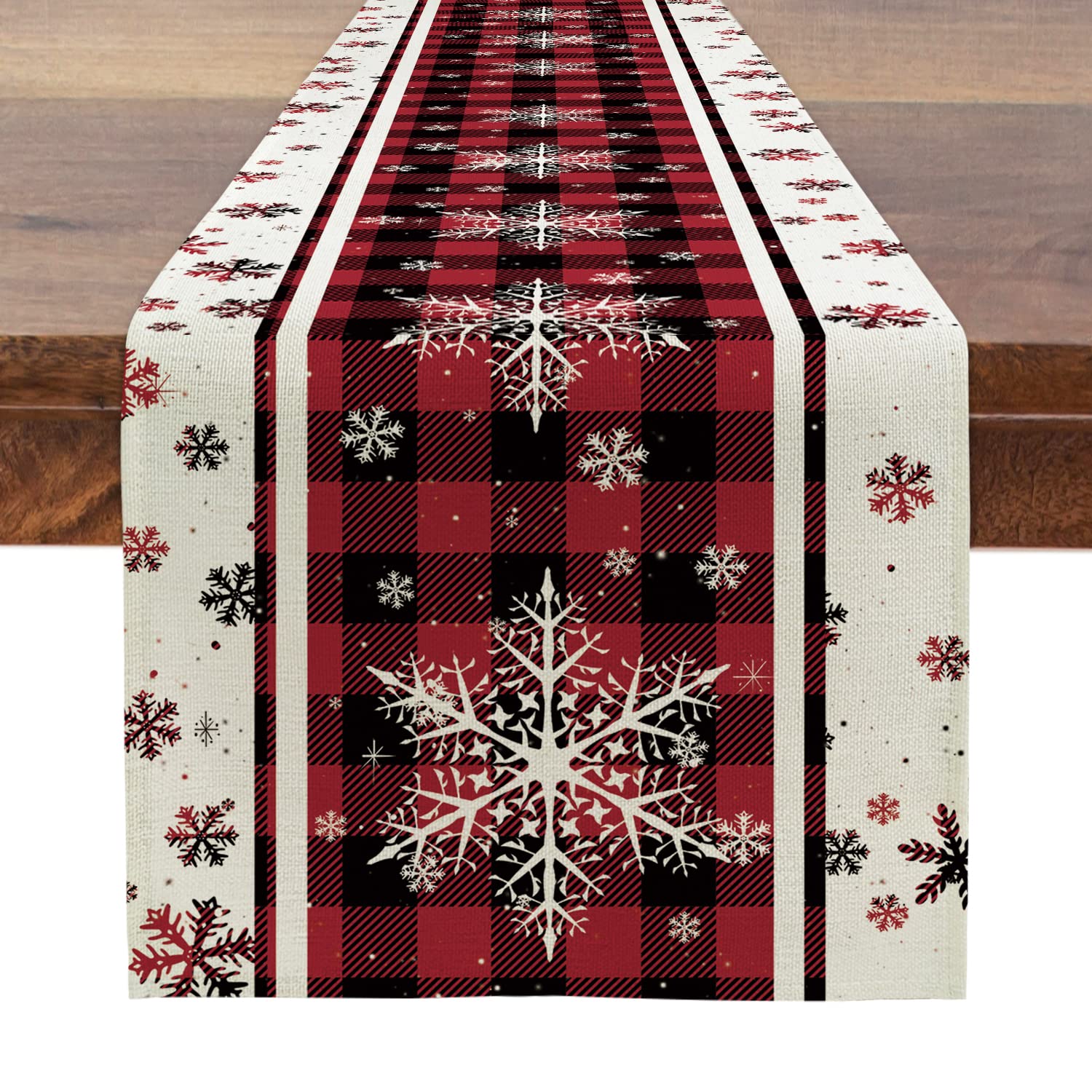 DESIHOM Red Christmas Snowflake Table Runner 13 x 48 Inch, Winter Snow Theme Coffee Christmas Table Runner for Dining,Holiday Christmas Decorations Indoor Home Table Decor