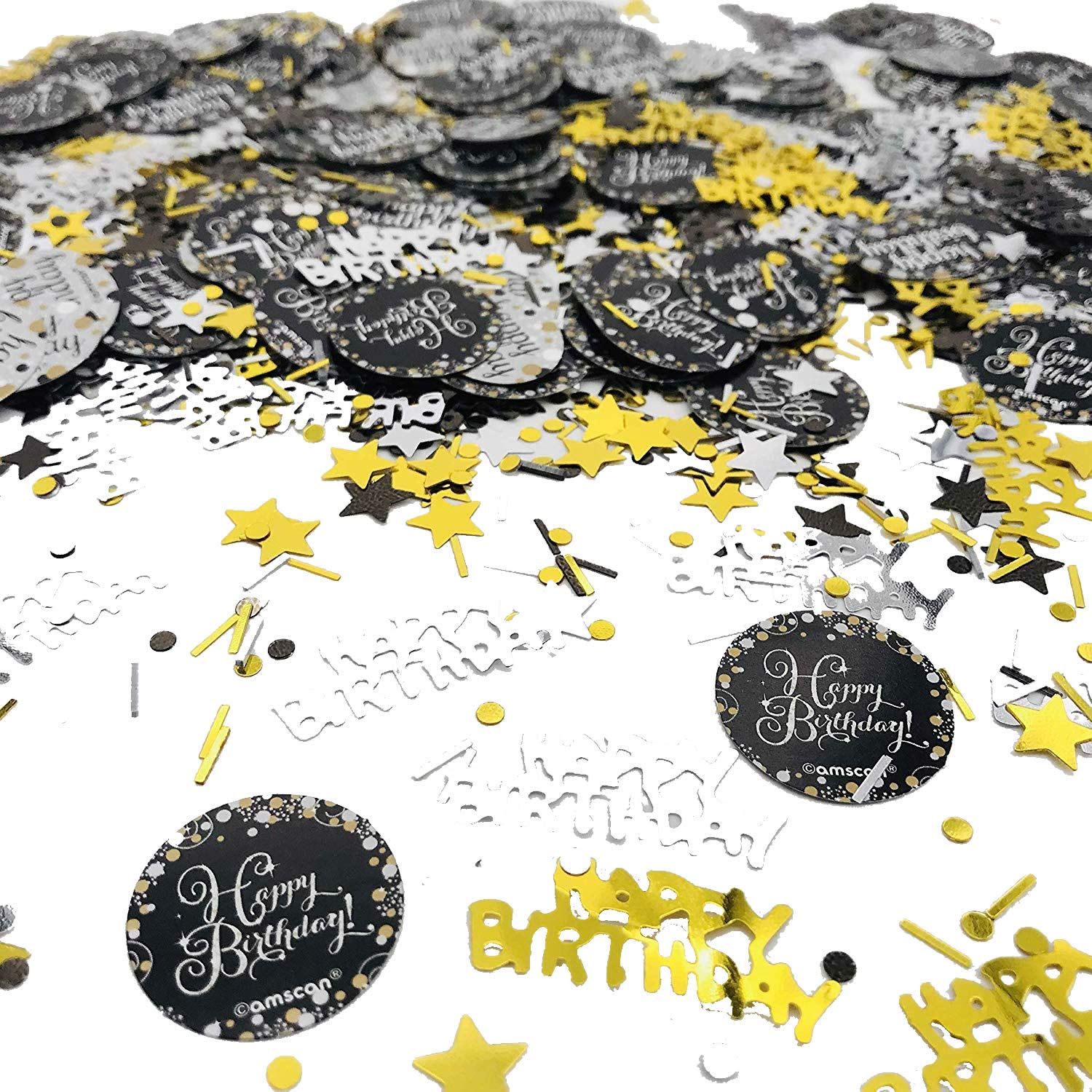Amscan 9901177 - Gold Sparkling Celebration Happy Birthday Hanging Swirl Decorations - 12 Pack