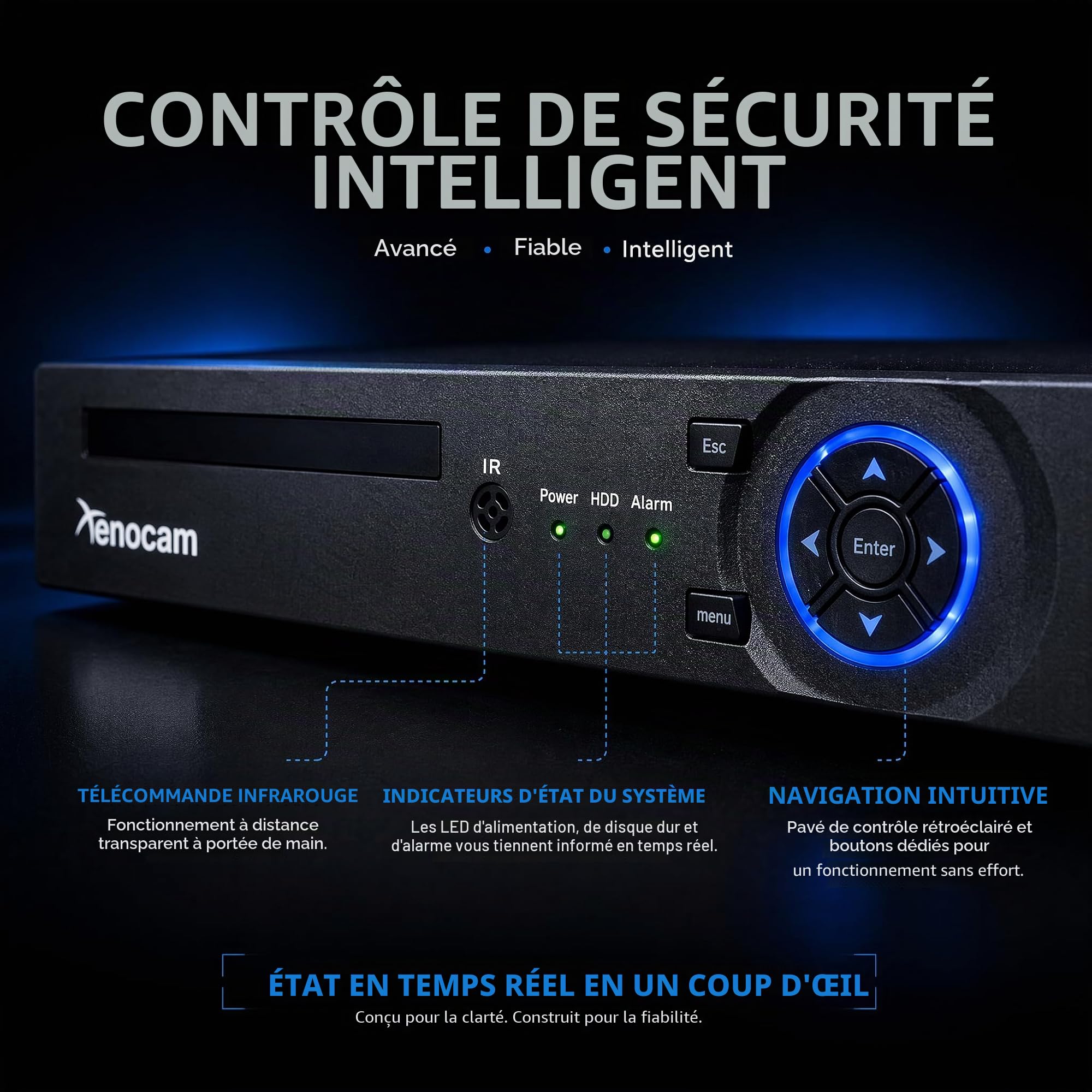 4CH 1080N Hybride 5-en-1 AHD DVR (1080P NVR + 1080N AHD+960H Analogique + TVI+CVI) DVR Autonome CCTV Système de Surveillance Sécurité Enregistreur Vidéo Détection de Mouvement Disque dur et