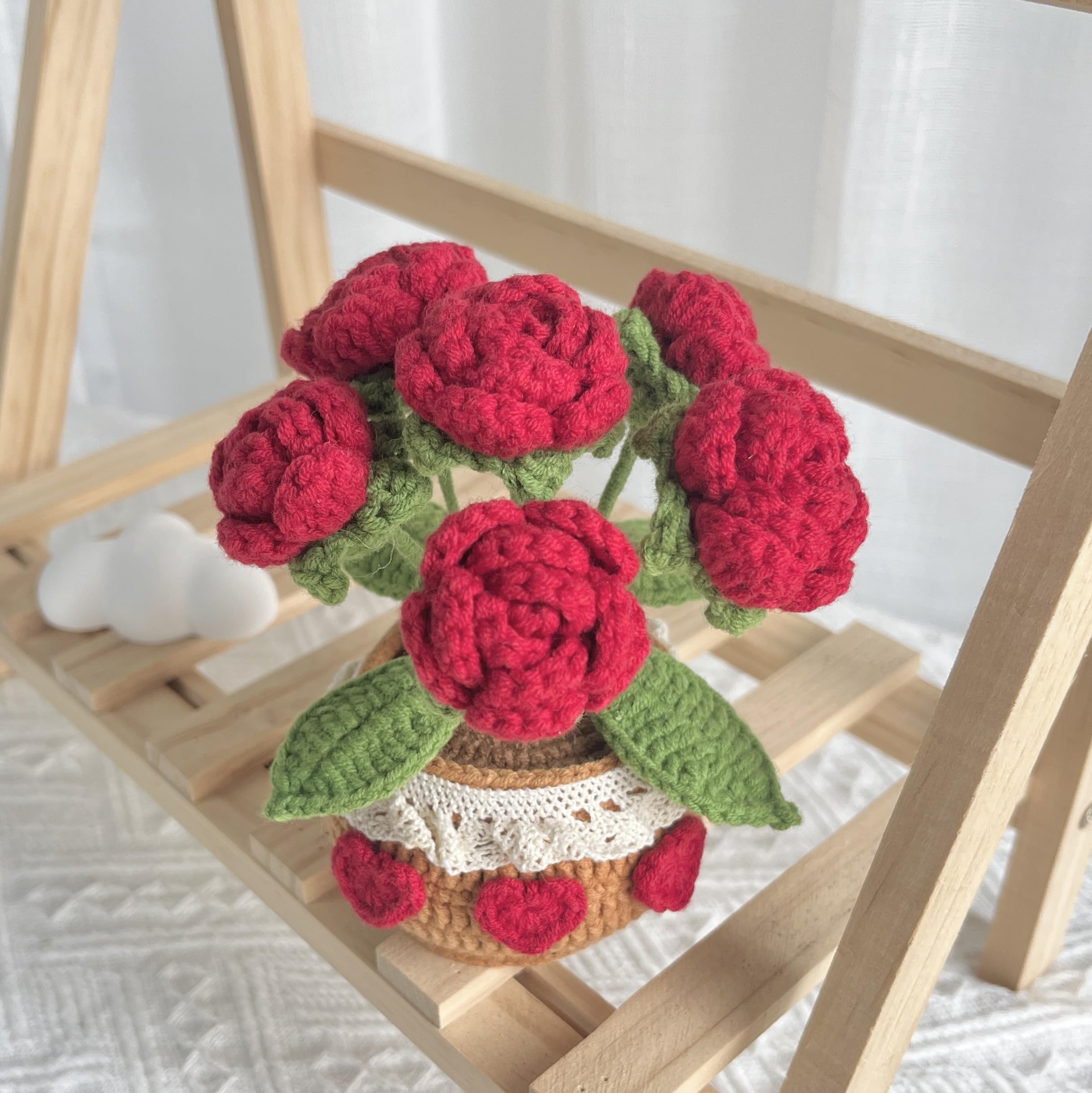 Amazon.com: JOMODECOR Handmade Crochet Rose Bouquet Potted Plants