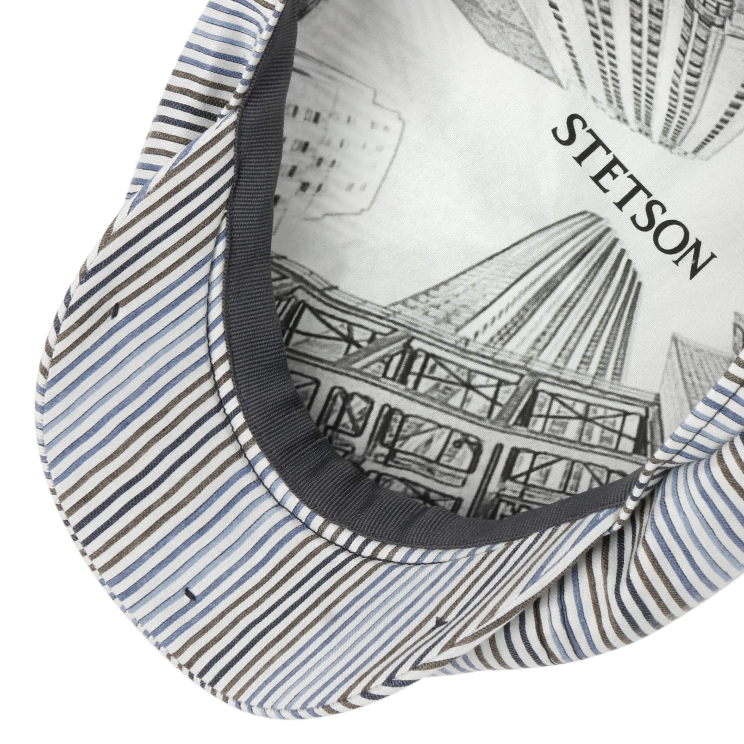 Stetson Hatteras Fresh Stripes Flatcap Gestreifte Schirmmütze Streifendesign Leinen Seide Made in Germany Herren Frühjahr Sommer