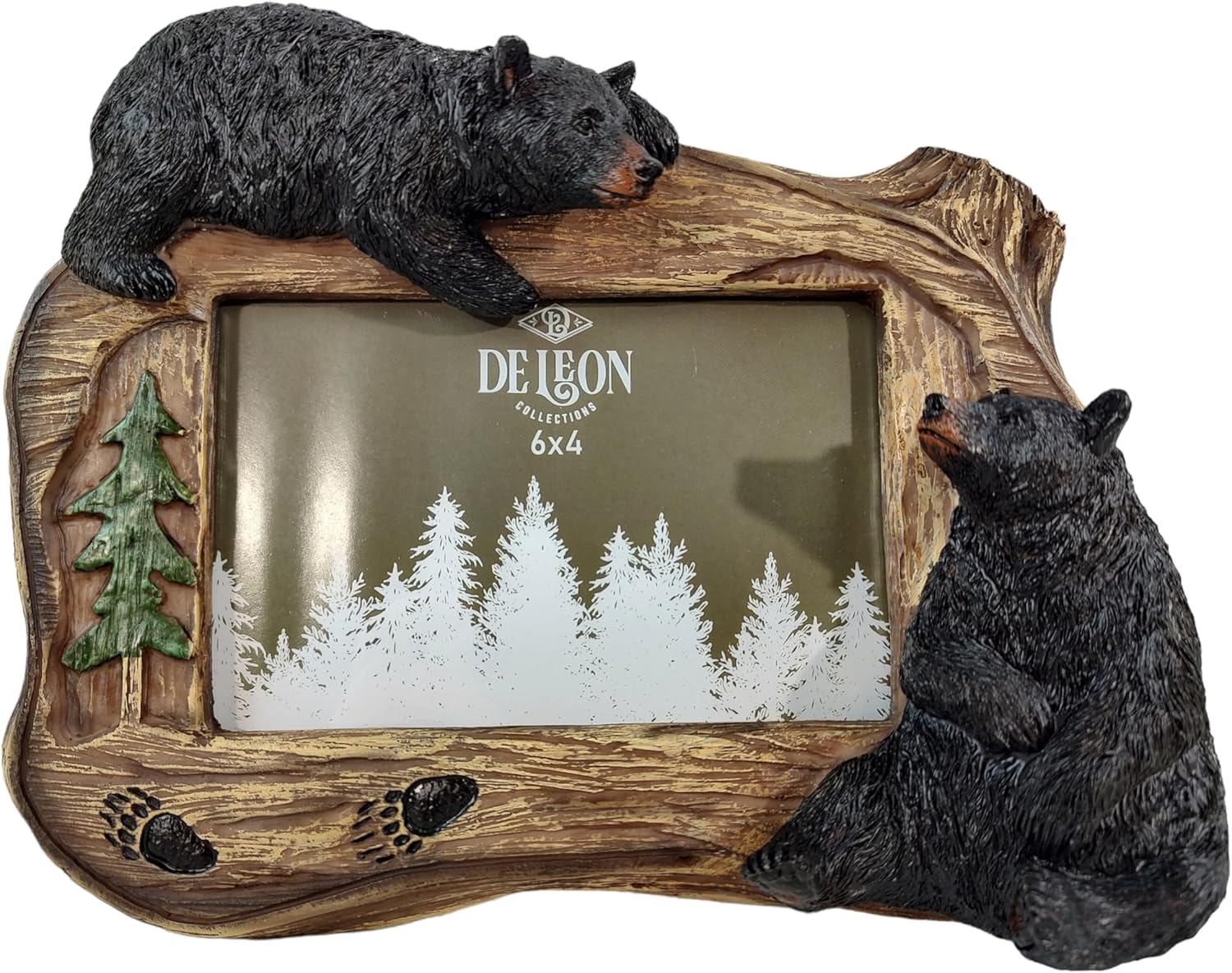De Leon Collections 14203 Black Bears Black and Brown 9 Inch Polyresin Wildlife Nature Lodge Decorative Home Décor Tabletop Picture Frame Holds 4 x 6 Inch Photo