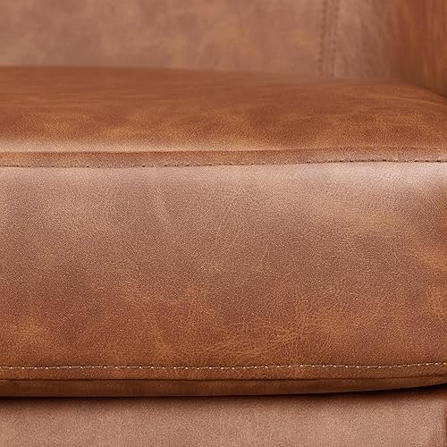 Miniatura 63 de Yaheetech Silla de club de cuero, silla decorativa de piel sintética, sillón moderno para sala de estar con patas de madera y asiento acolchado para