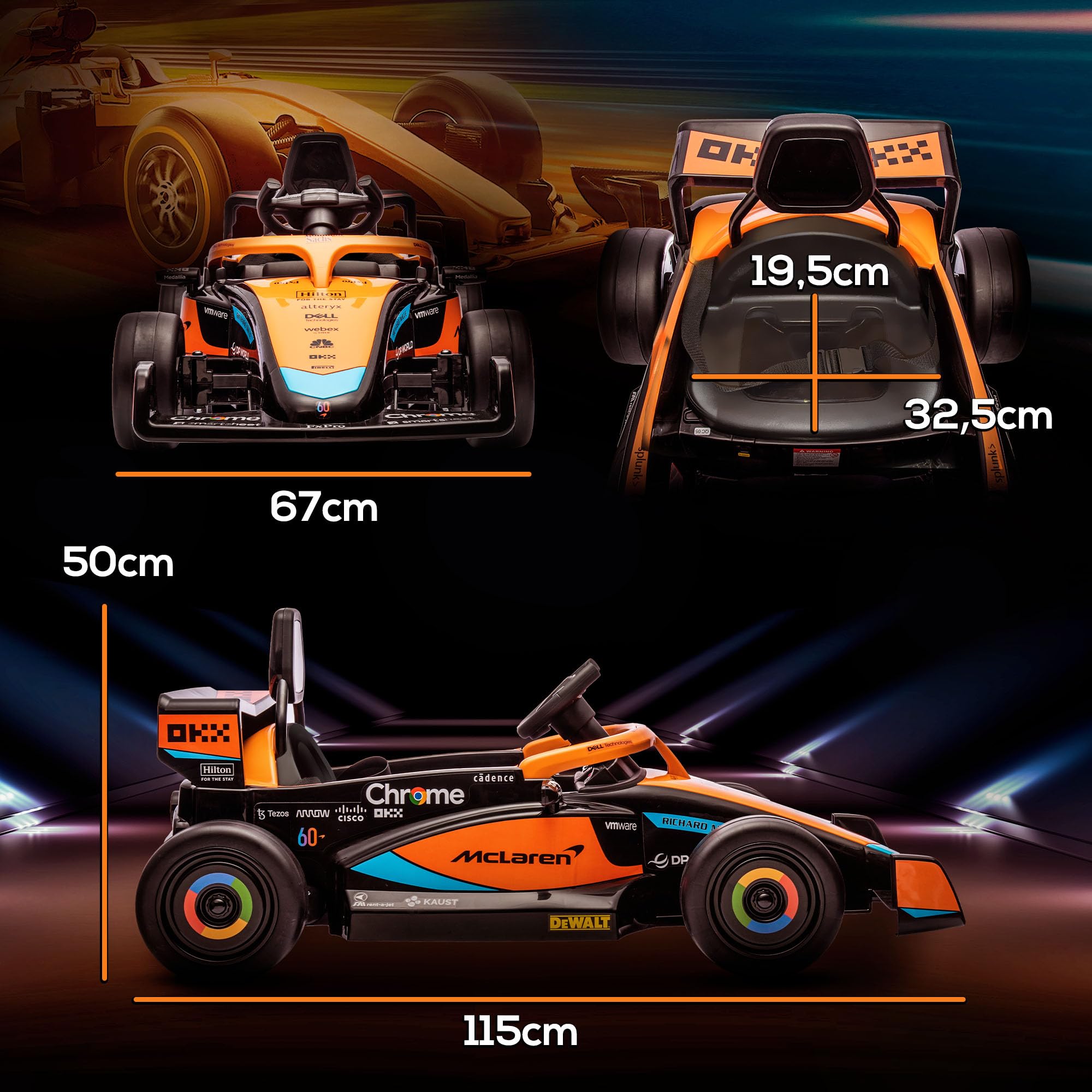 AIYAPLAY Kinder Elektroauto 12V mit 2,4GHz Fernbedienung 3-5 km/h Orange