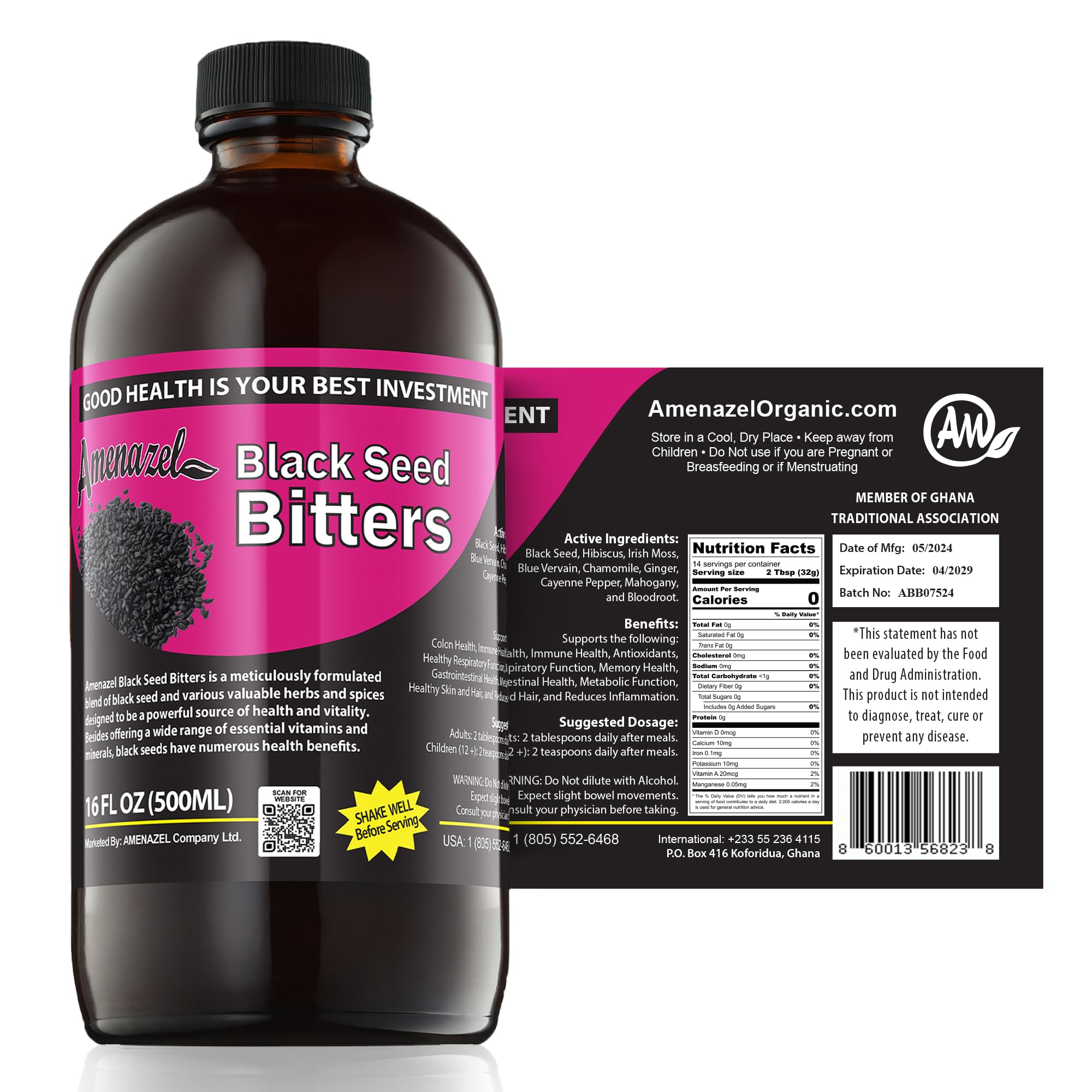 Amazon.com: Amenazel Organic Black Seed Bitters, 16 fl oz
