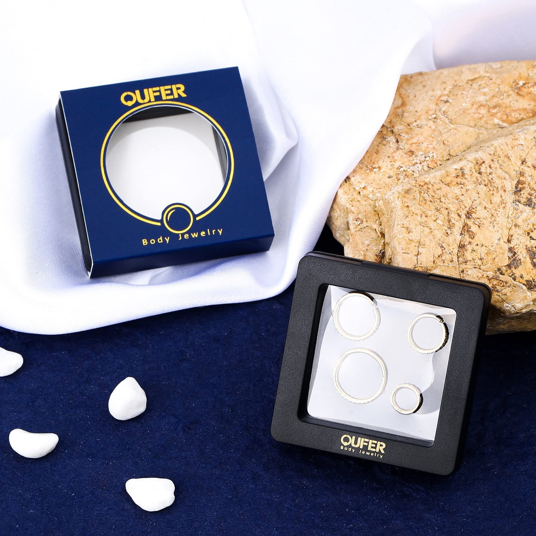 OUFER Helix Earrings 16G 9K Solid Gold Cartilage Earring Hoop Ring CZ Line Helix Earring Hoop Daith Rook Conch Piercing Earring Jewellery Nose Hoop Ring