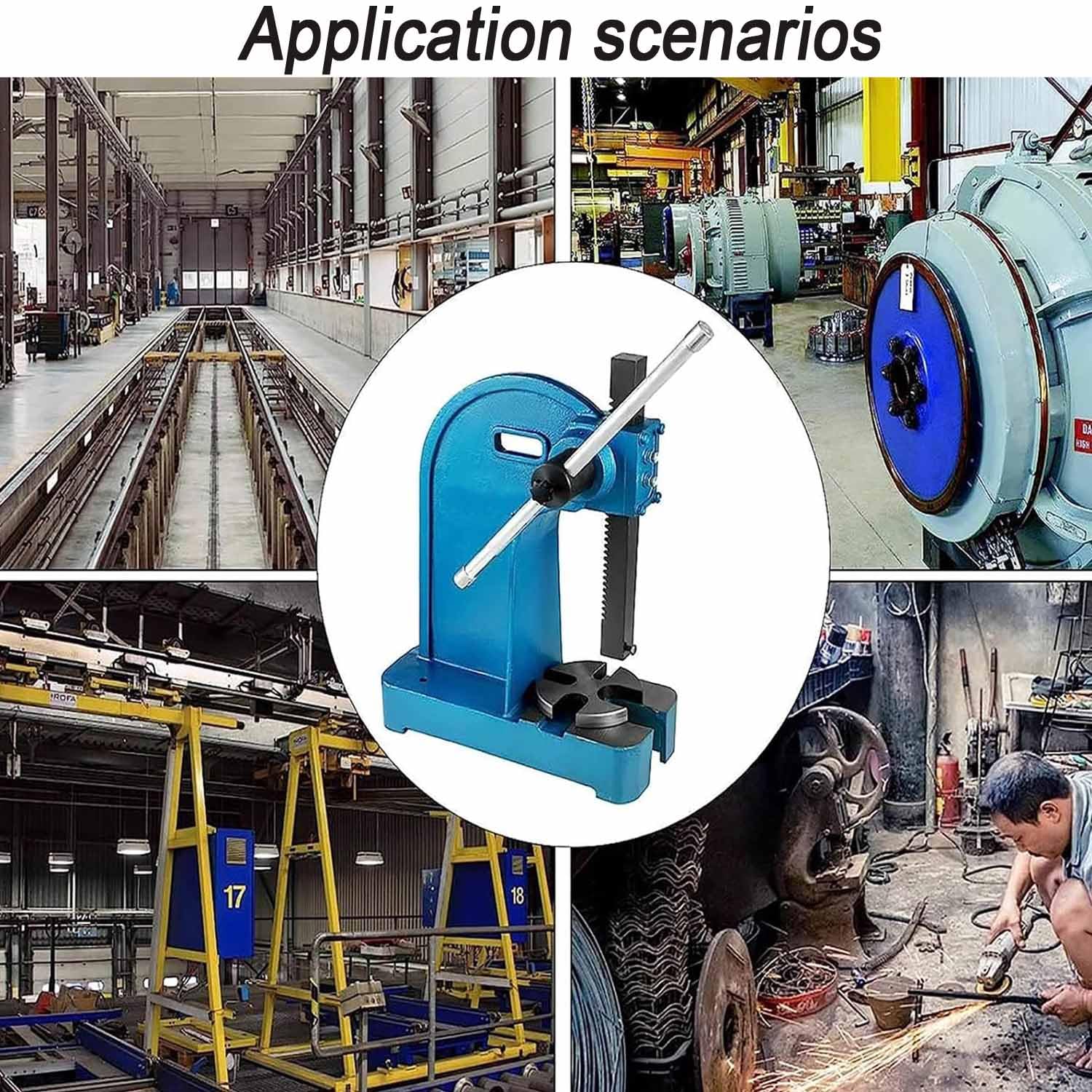 Prensa de eje resistente, prensa manual de hierro fundido, altura de trabajo de 363 mm, placa sólida para estampado, doblado, estabilidad y fiabilidad