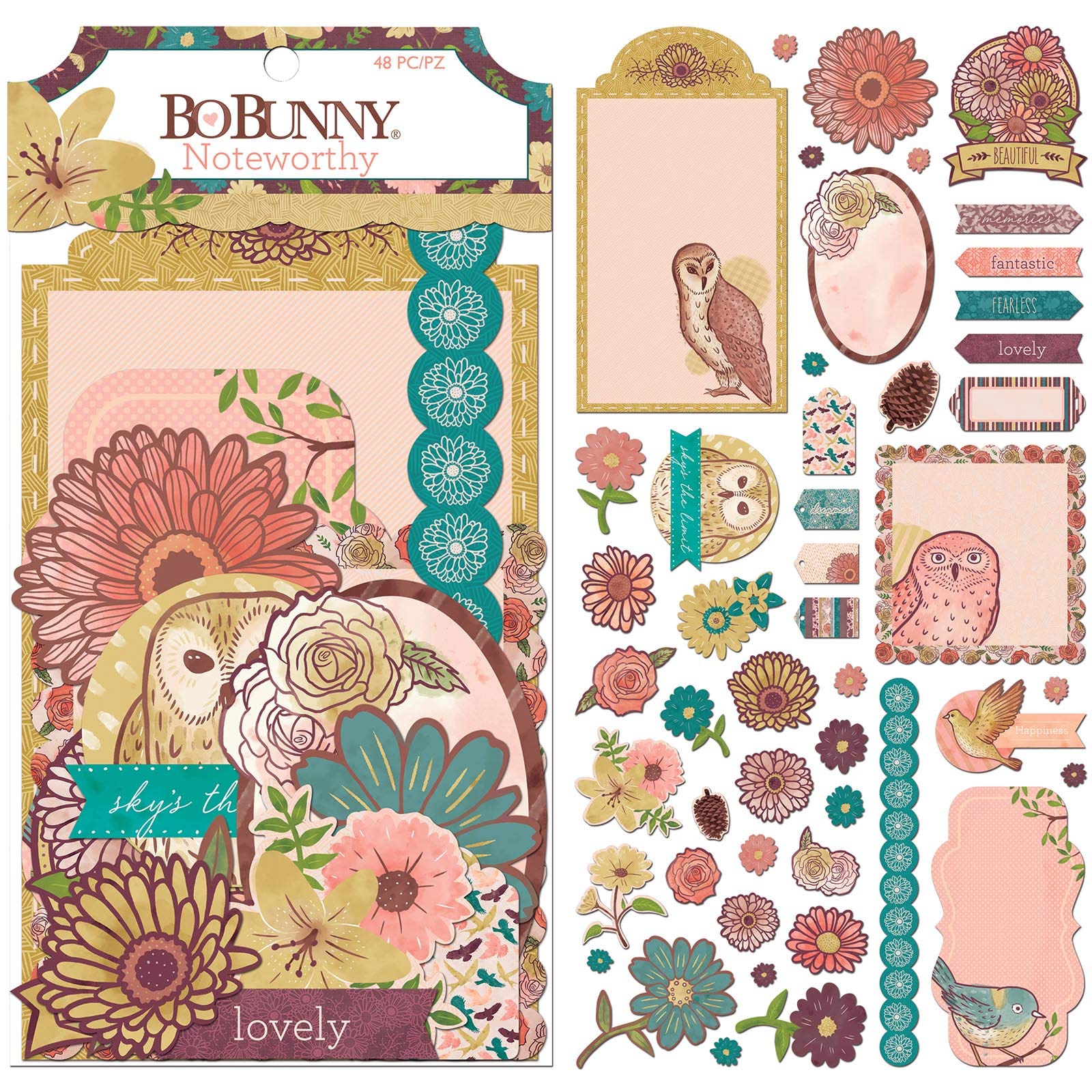 BO Bunny 7310366 Ephemera embellissements découpés scrapbooking 48 pièces - 2