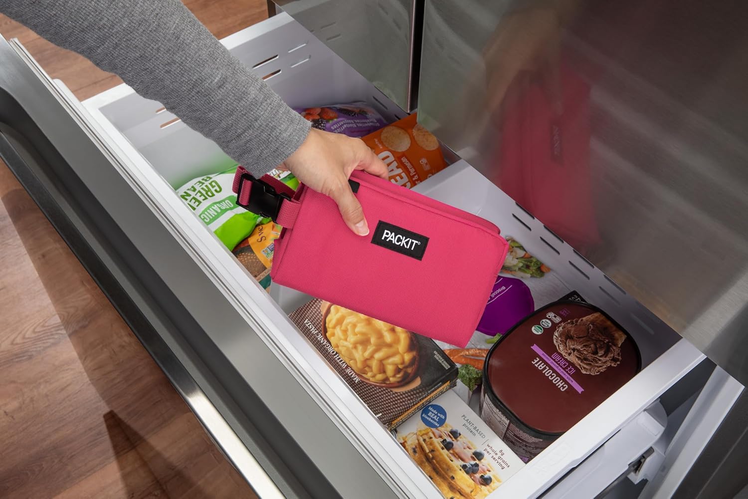 PackIt Freezable Snack Box, Magenta, Built with EcoFreeze Technology, Collapsible, Reusable, Zip Closure with Buckle Handle, Designed For Work Snacks, Fresh Snacks On the Go, Adults, and All Ages - Image 6