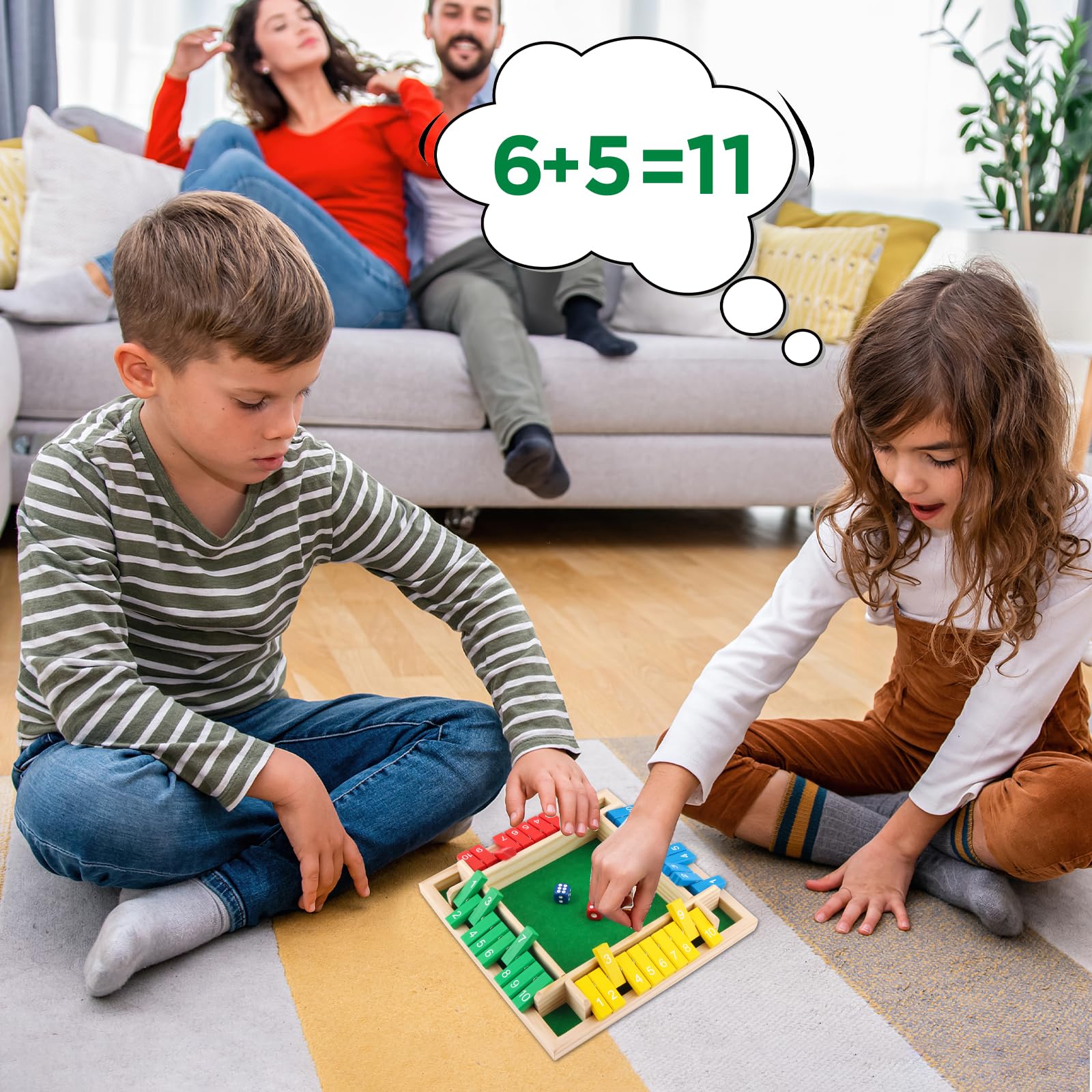 ACTOYS Shut the Box, Giochi da Tavolo, Dadi da Gioco con 2 Dadi, Gioco per 4 Giocatori, Classico Gioco da Tavolo, giochi da tavolo, Gioco di Matematica per bambini e adulti (B)