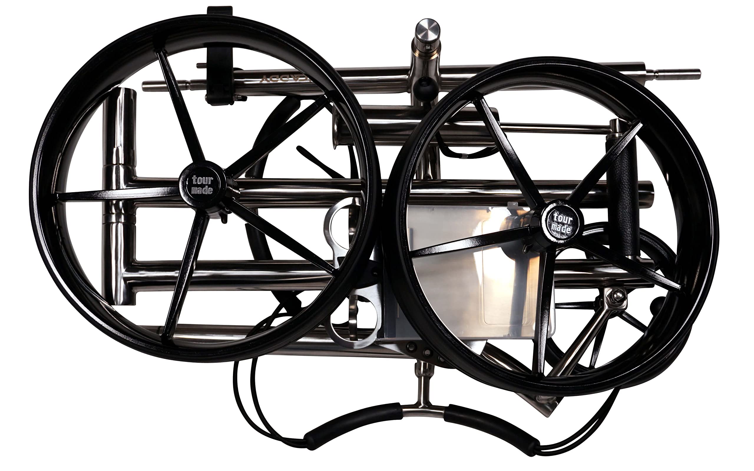tour made HC3X Premium Golf Pushtrolley I klappbar & zerlegbar I 3 Rad | edles Design I manueller Golftrolley aus Edelstahl I inkl. Transporttasche, Schirm- & Scorehalter I Deutsche Markenqualität