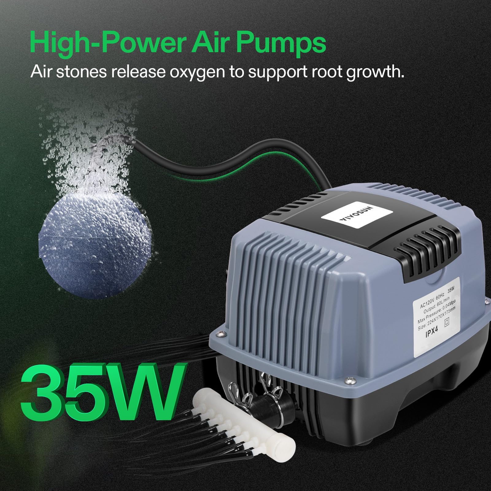 VIVOSUN- Sistema de cultivo hidropónico DWC con kit de goteo superior, sistema de riego por goteo de recirculación de 5 galones con manguera de aire multiusos, bomba de aire y piedra difusora (8 balde
