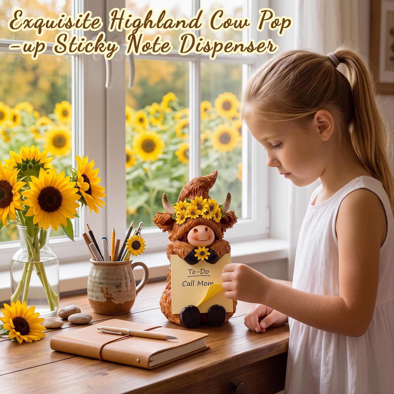 Thenshop Highland Cow - Dispensador de notas adhesivas