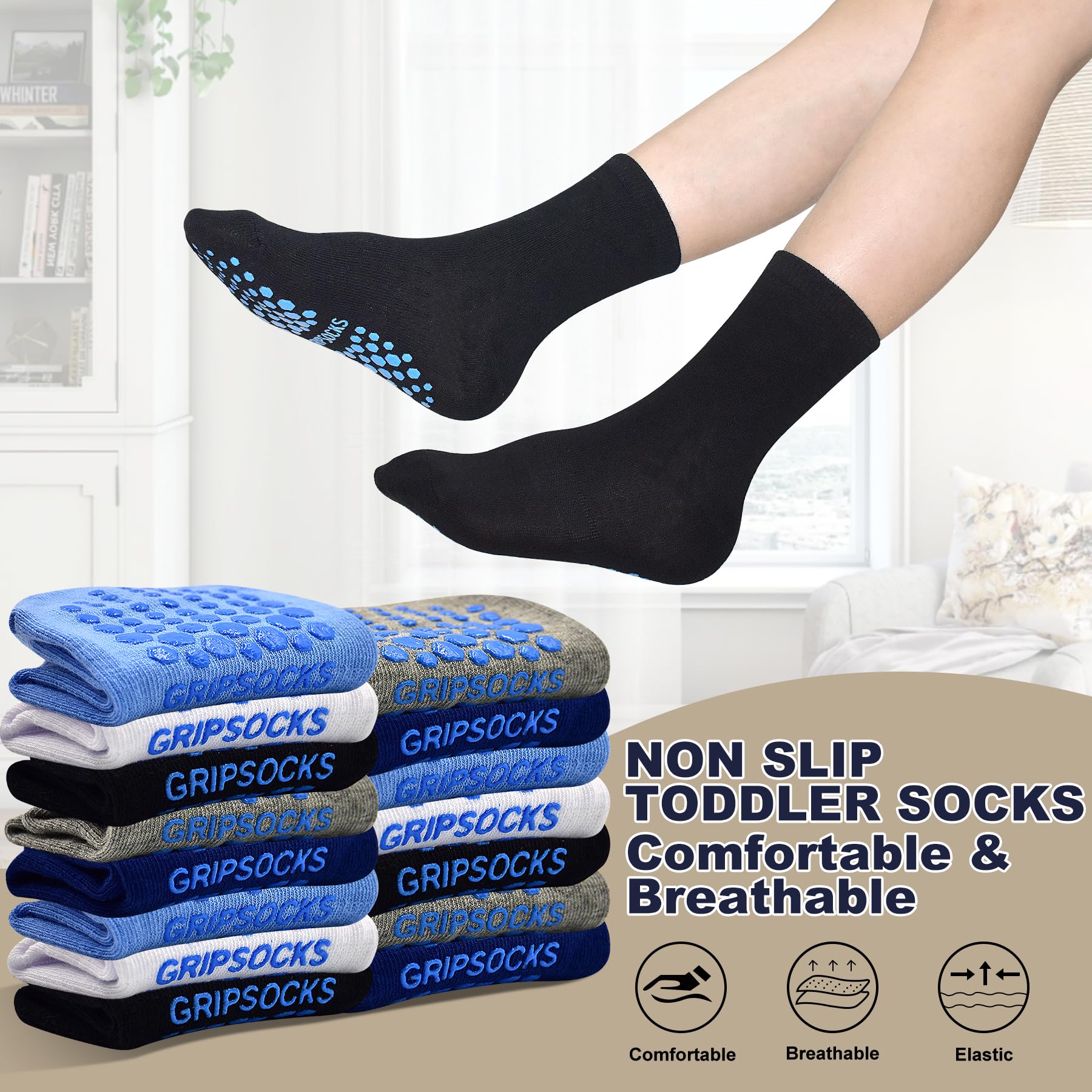 SkiBeaut 15 pares de calcetines antideslizantes para niños de 1 a 10 años