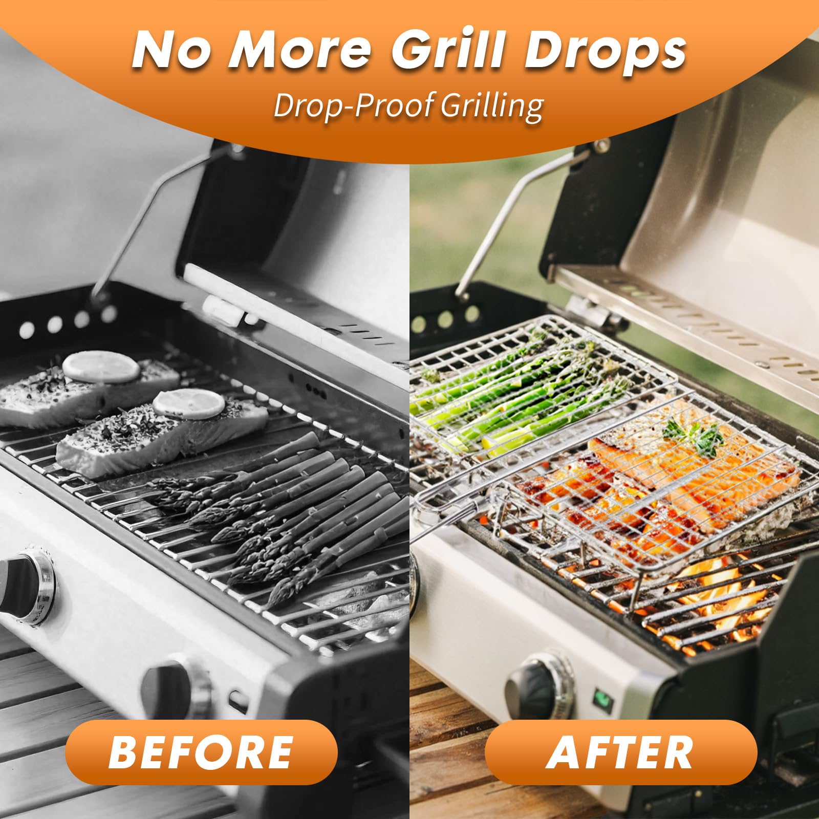 Cestino per grill, barbecue e barbecue, in acciaio inox, grande, pieghevole, con manico, portatile, da campeggio, per pesce, gamberetti, verdure, accessori da cucina