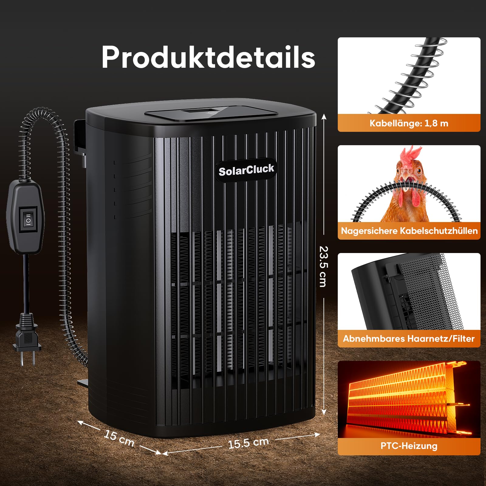 Hühnerstall Heizung mit Digitalem Thermostat, 600W/300W Wärmeplatte Küken, 21℃-46℃ Temperatur-Einstellung, Wärmelampe Hühner Heizplatte Küken für Hühner, Enten, Hunde, Katzen