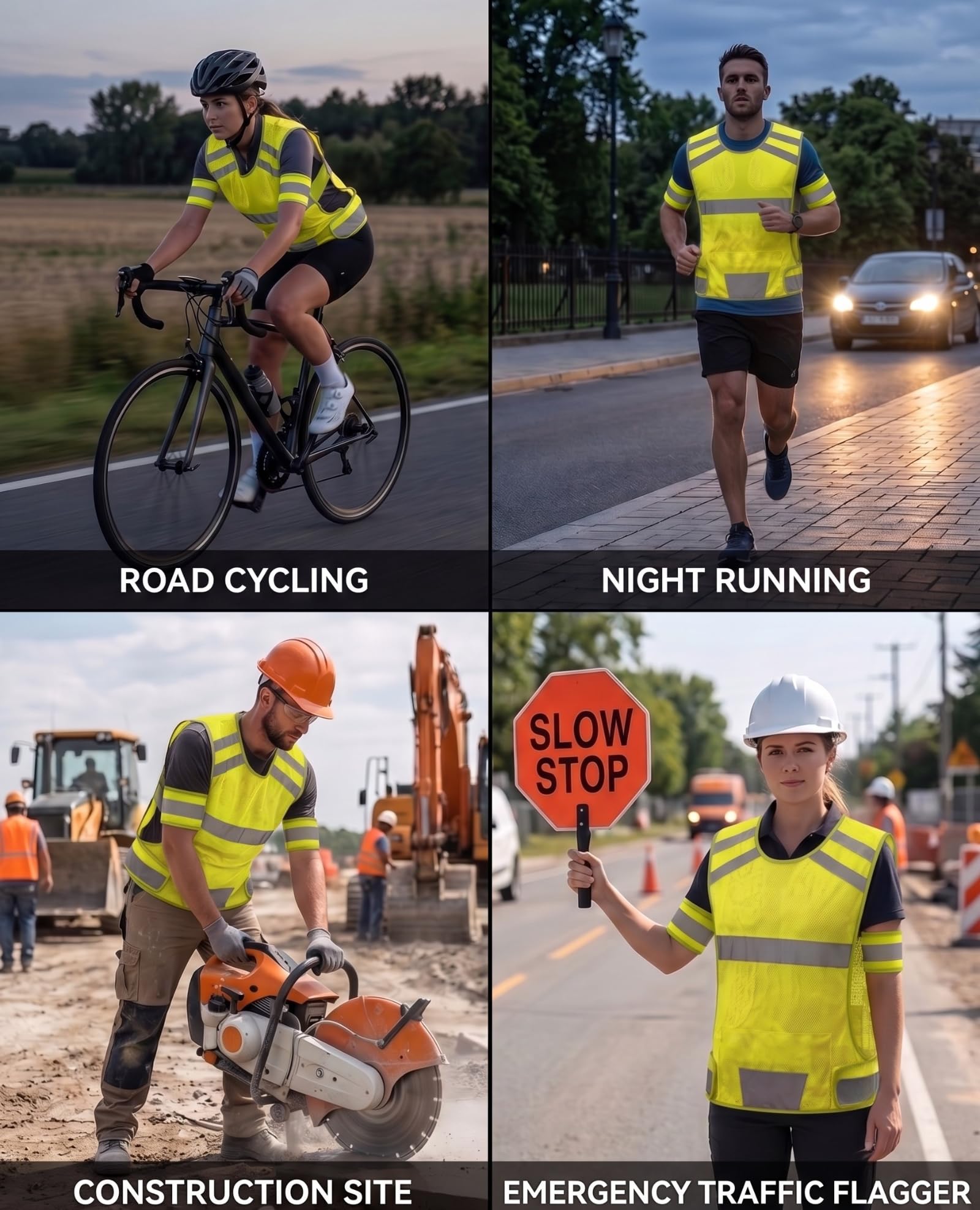 Reflective Running Vest for Women & Men,High Visibility Reflector Vest with 2 Bands,Lightweight & Comfy Running Gear