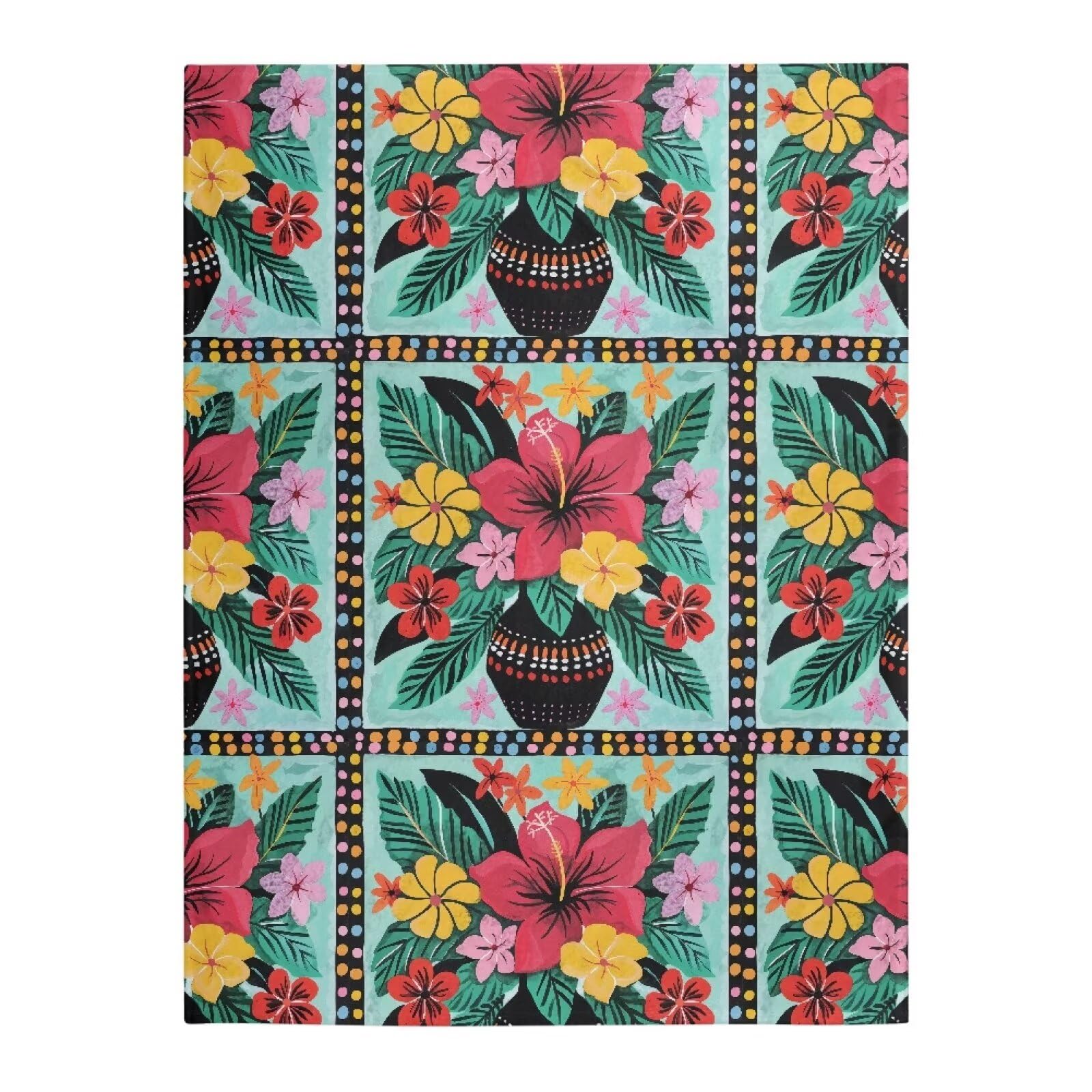Coperta vintage con ibisco tropicale per divano, sedia, inverno, autunno, divano, copriletto, soggiorno, camera da letto, rettangolare, leggera, morbida, pelosa, per letto matrimoniale, verde
