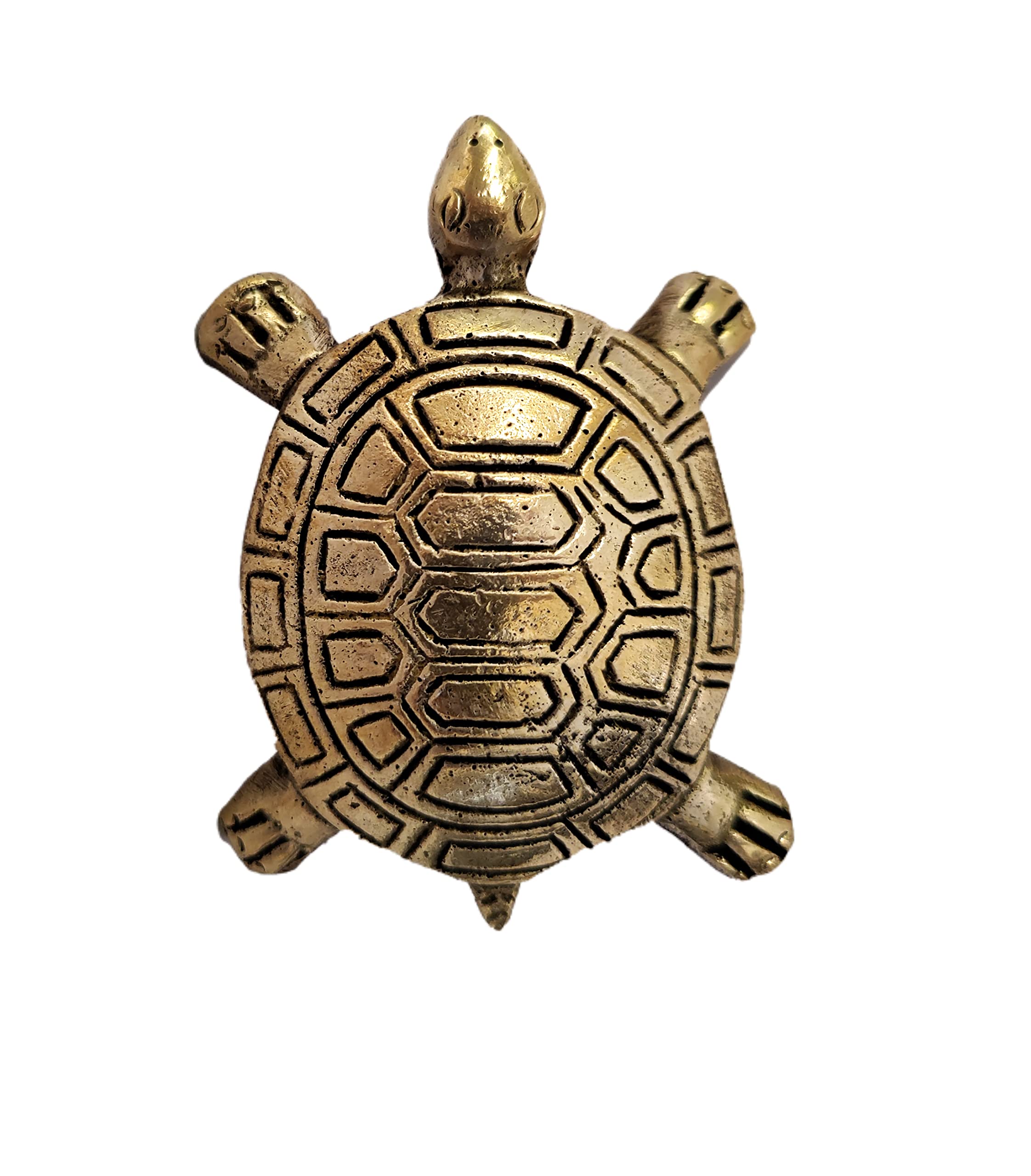 GURU JEE™ Brass Tortoise Small Statue for Good Health, Longevity and Happiness Indian Art Feng Shui Turtle for Home Office Temple Religious Gifts Showpiece
