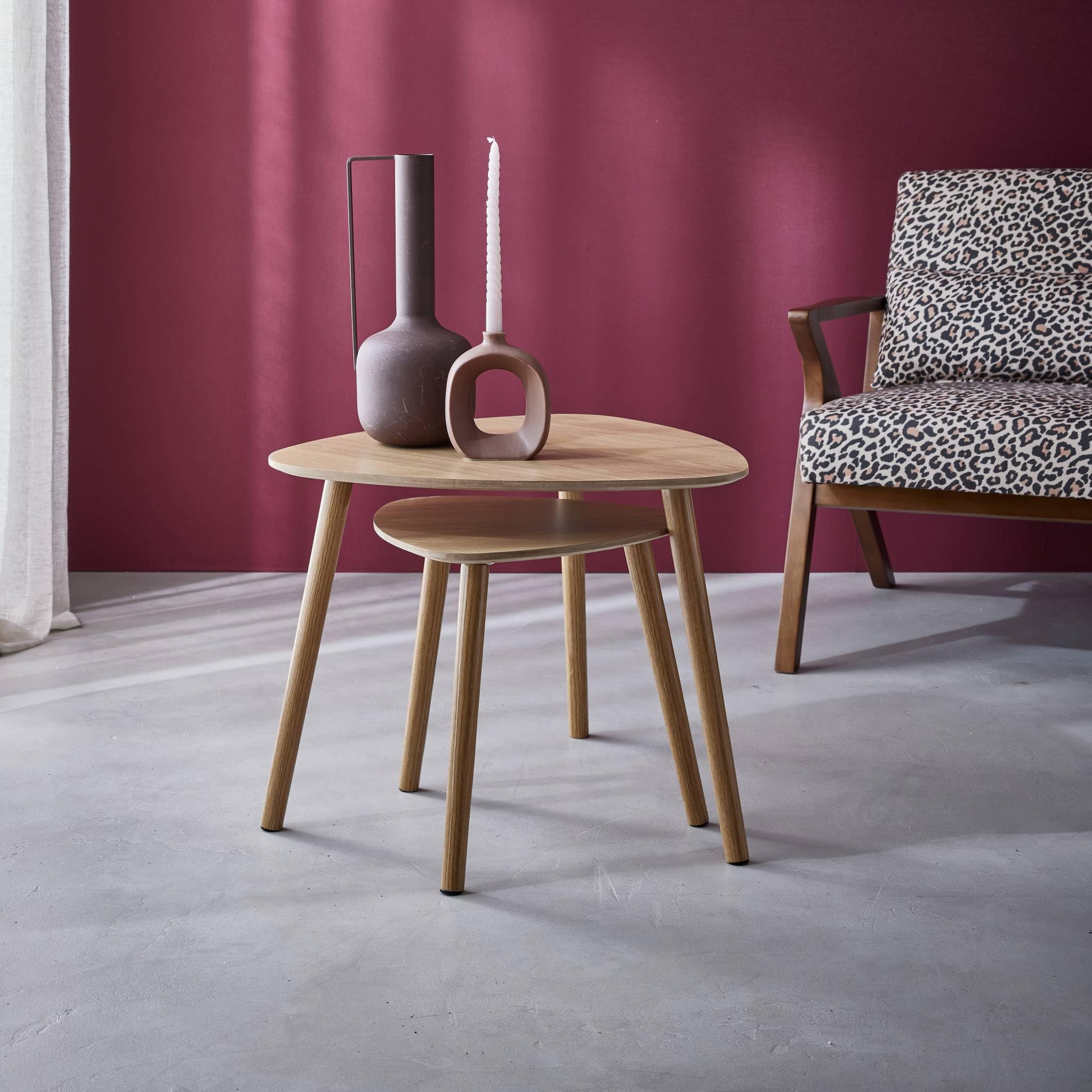sweeek - Lot de 2 Tables gigognes Style scandinave en MDF décor Bois Coloris Naturel