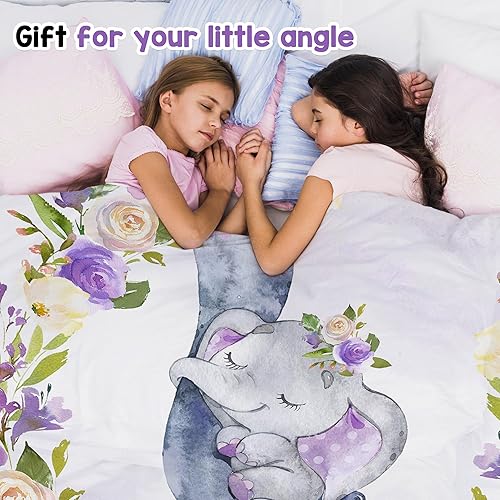 Miniatura 5 de J&SBGFT Manta personalizada para bebé niña, manta de bebé personalizada, manta de envoltura con nombre de niña, mantas de recepción de elefante,