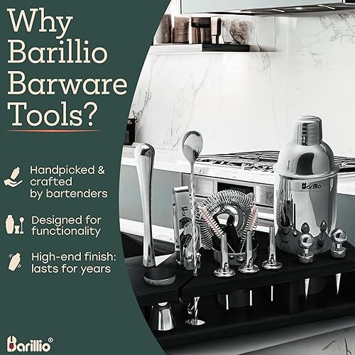 Miniatura 3 de Mixology Bartender Kit coctelera por Barillio juego de mezclador de bebidas con herramientas de barra, mezclador, cuchara mezcladora, jigger,
