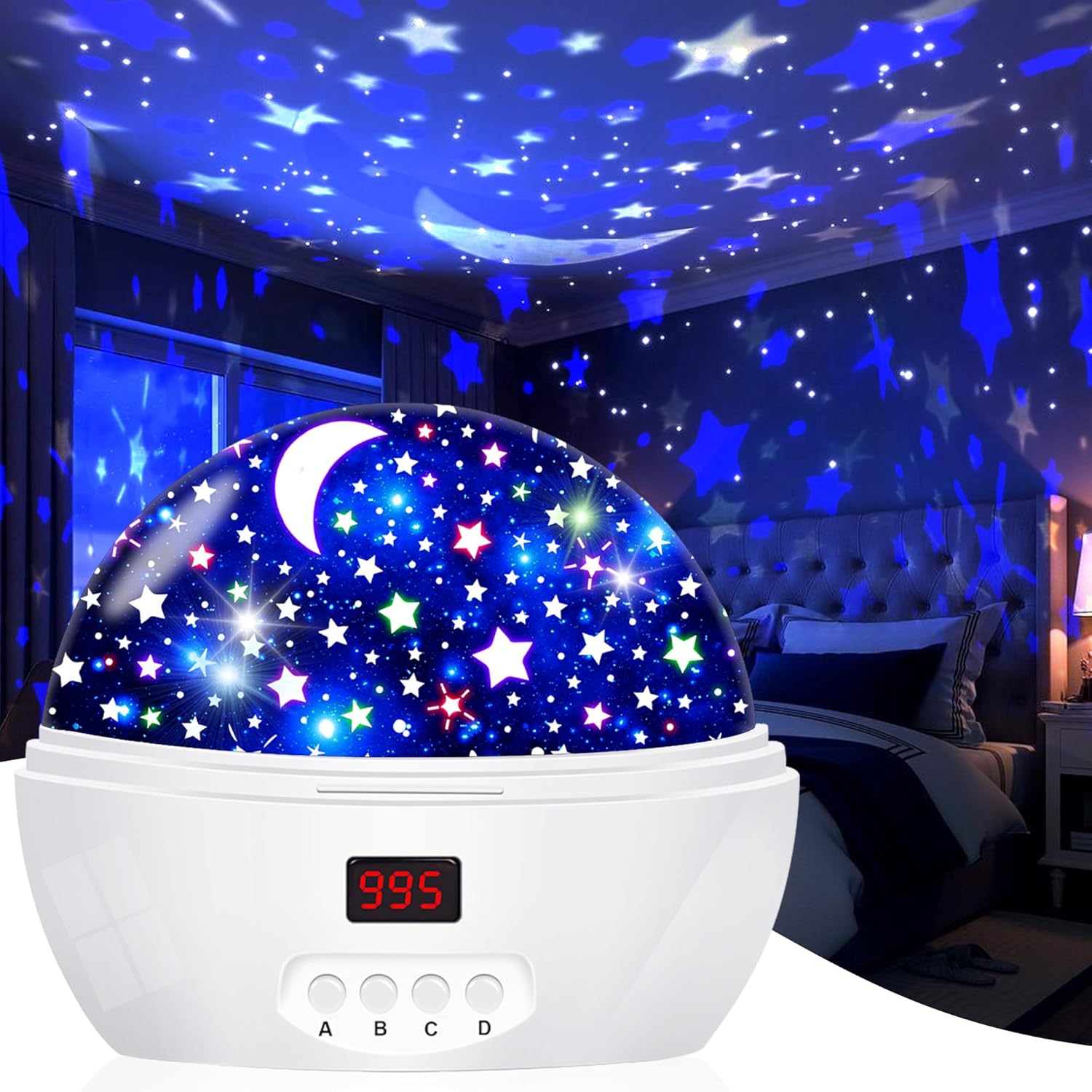 Proyector de luz nocturna 3 en 1 de Halloween con tema de caras de calavera y Jack O'Lantern, luz de decoración de Halloween con temporizador,