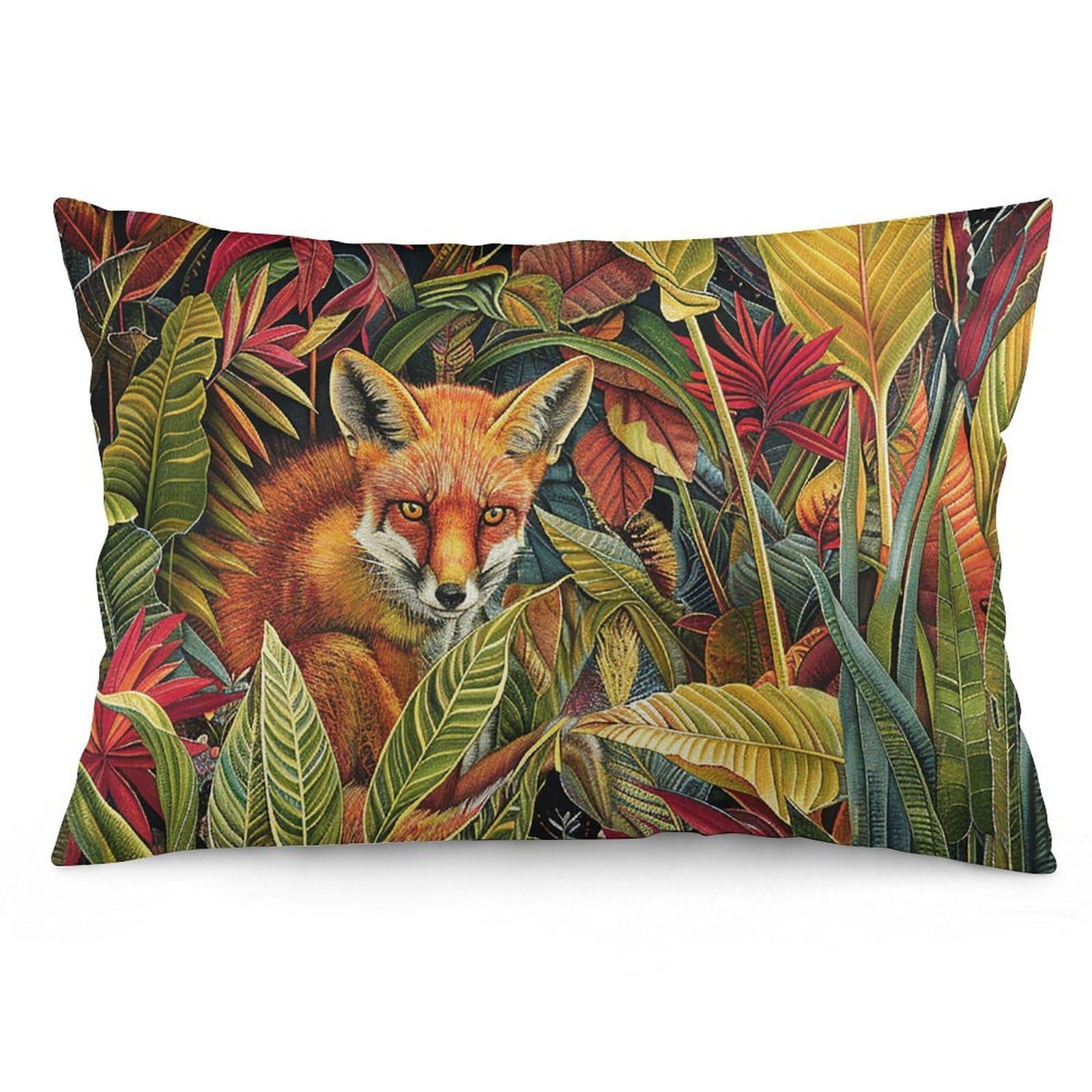 2 Pack Pillow Cases for Hair and Skin, Soft Breathable Pillow Case Covers with Hidden Zipper, Vibrant Leaf Pattern Pillowcase 12 "x20 Pillow Covers for Sleeping Gift