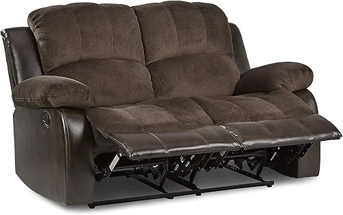 Miniatura 35 de Lexicon Humphreys - Sofá reclinable doble de piel sintética suave, lengüeta de extracción manual, soporte de pared, espuma de alta densidad, marco