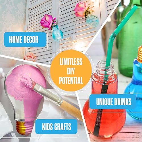Vista 16 de Houseables Bombillas de plástico, bombillas rellenables, bombillas falsas, bombillas de plástico para manualidades, transparentes, vasos, tarros