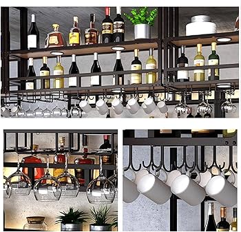 ワインラック 高さ調整可能 ステンレス製 Amazon｜天井ワインラック、吊り下げワイングラスラック、11.8-23.6