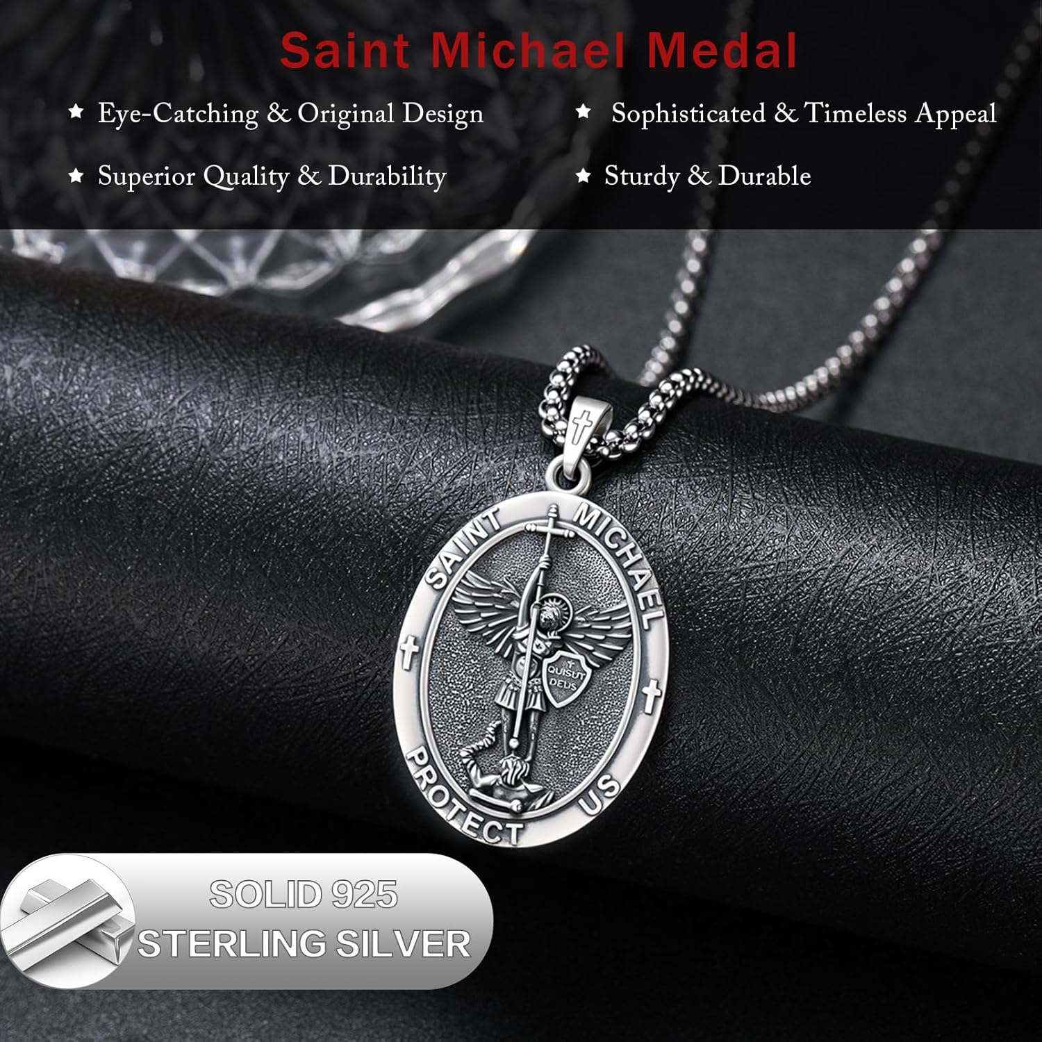 Patron Saint Medal Necklace 925 Sterling Silver Catholic Protection Pendant Religious Jewelry Gifts for Men Women - Image 2