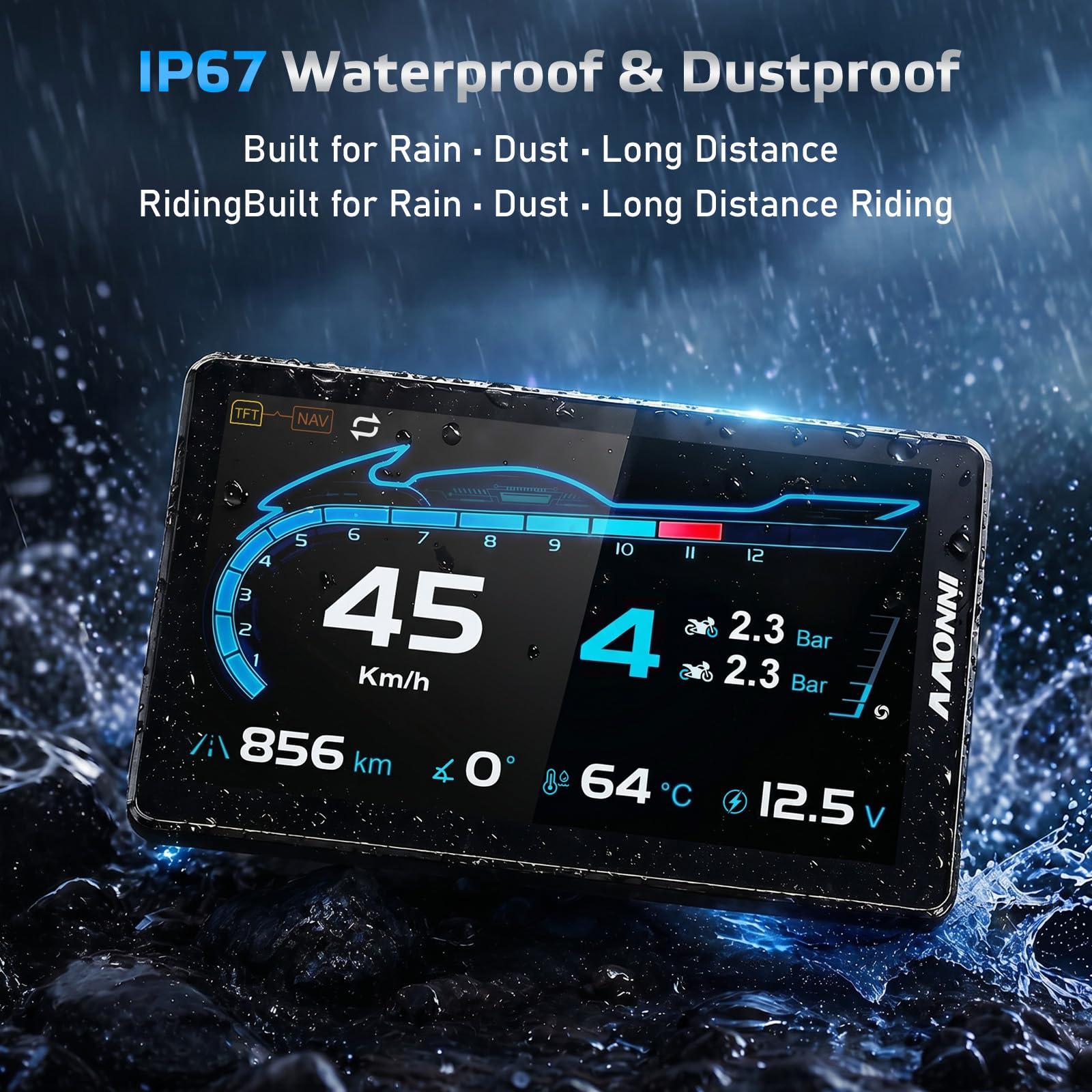 INNOVV N2 - Pantalla táctil para motocicletas BMW, CarPlay y Android Auto, con pantalla de navegación GPS impermeable de 6.5 pulgadas, lectura de datos, TPMS, controles WonderWheel