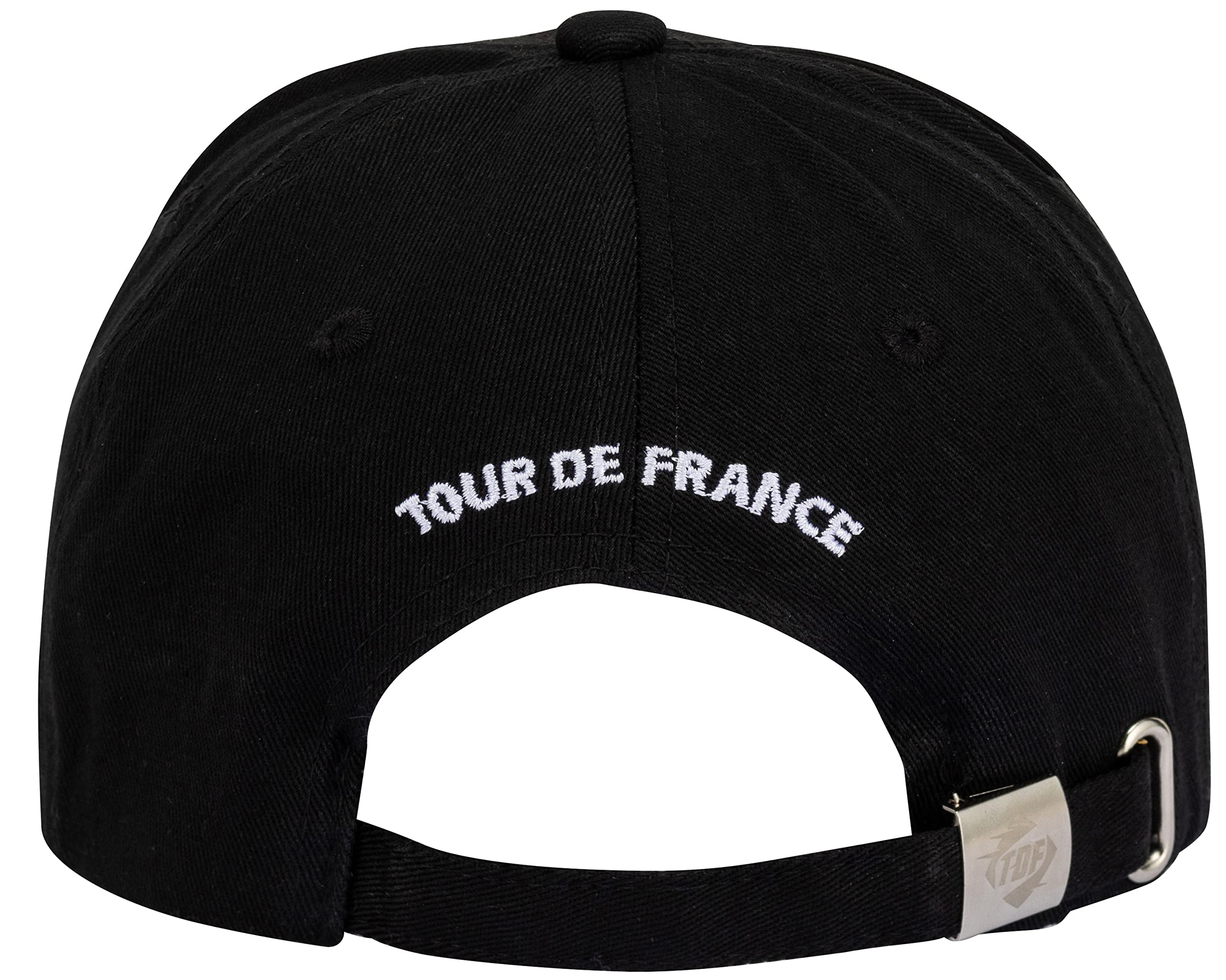 Tour de France Kappe mit Logo – offizielle Kollektion für Radsport – Größe verstellbar, Schwarz , Einheitsgröße