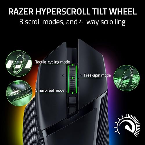 Razer Basilisk V3 Pro - Customizable Wireless Gaming Mouse HyperScroll Tilt Wheel (Focus Pro 30K Optical Sensor, 13-Zone Chroma Lighting, 10+1 Programmable Buttons) Black - 4