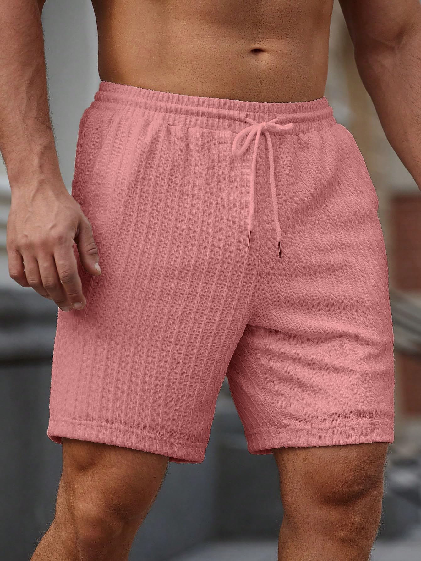 Zilcon Mens Casual Shorts - Cotton Drawstring Summer Beach Stretch Twill Chino Golf Shorts (in, Alpha, XL, Regular, Rose Pink) 3