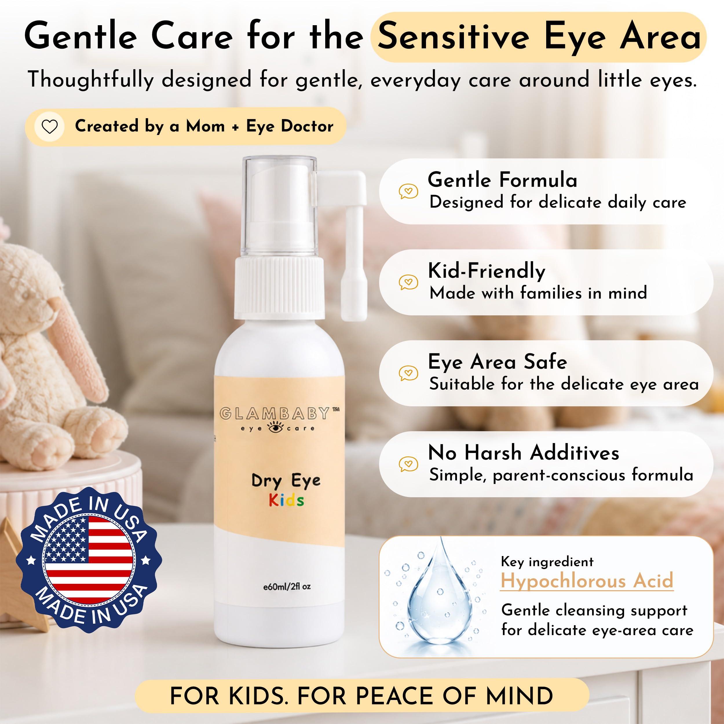 Dry Eye Area Kids Spray | Gentle Hypochlorous Mist, 60ml | Daily Refreshing Care for Sensitive Skin Around Eyes | No-Wipe Formula — Amazon image 5