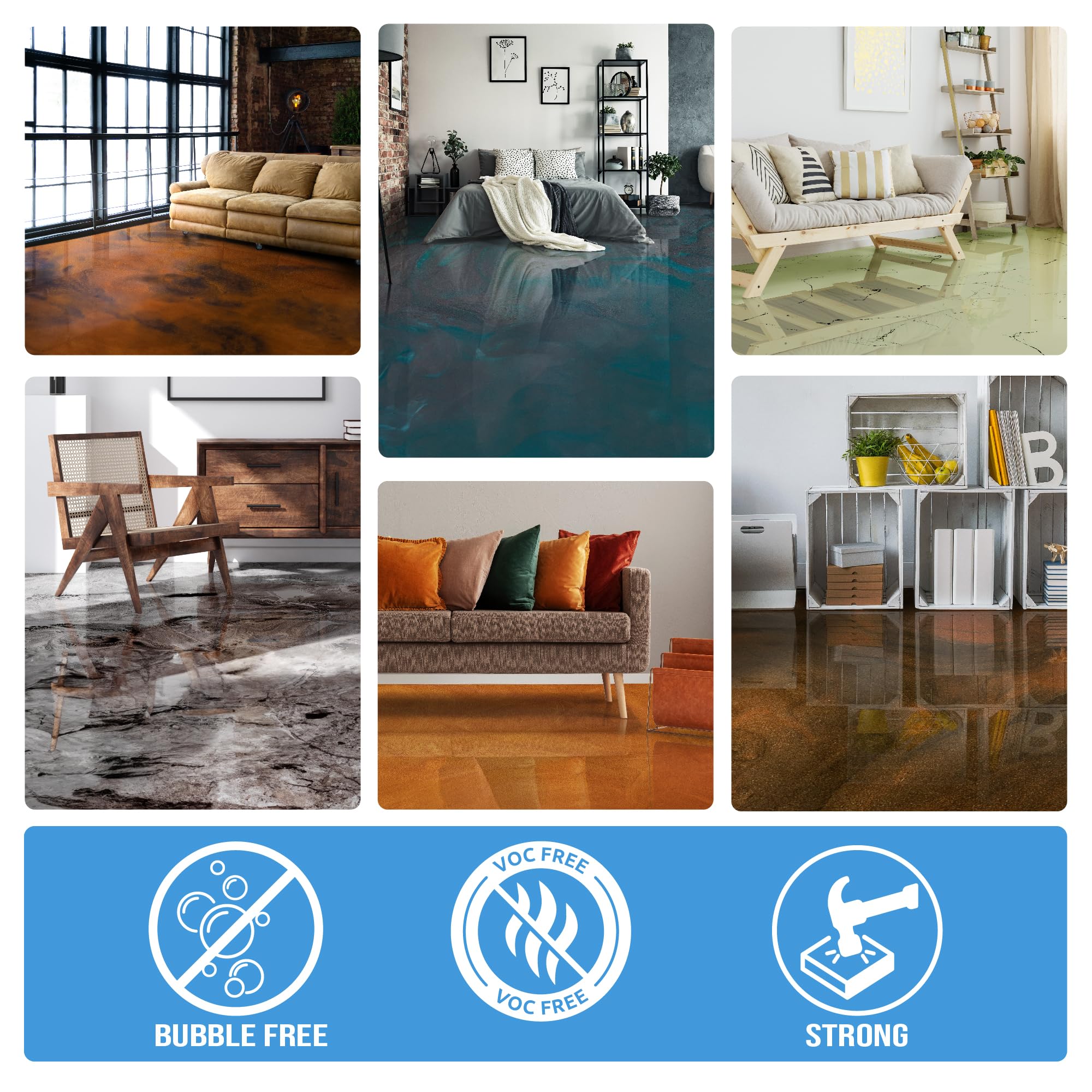EPODEX Resina Epossidica per pavimenti interni | Rivestimento in resina per garage, design floor e altro | Finitura effetto pietra, marmo o granito | Kit colata per cemento, massetto, legno e altro