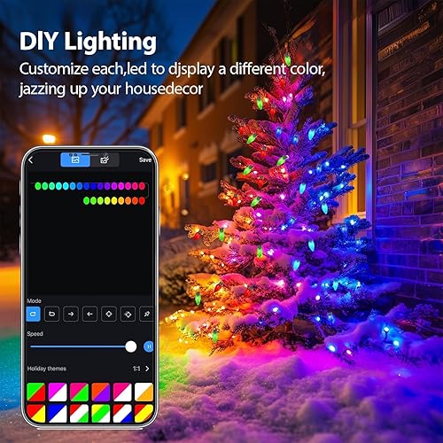 Miniatura 2 de Luces de Navidad C9 para exteriores, 148 pies, 200 bombillas LED RGB que cambian de color, sincronización de música Bluetooth con aplicación,
