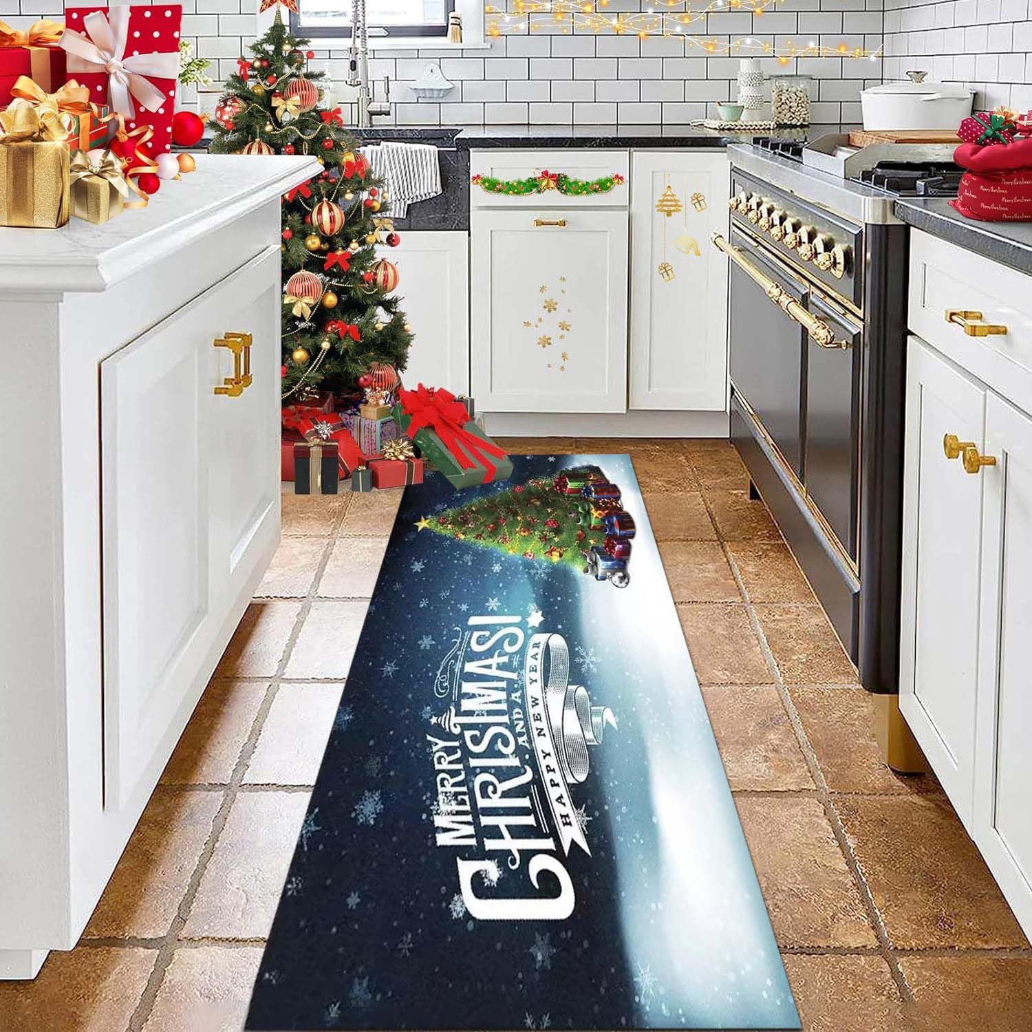 Tapis de couloir de Noël lavable pour une décoration de salon chaleureuse