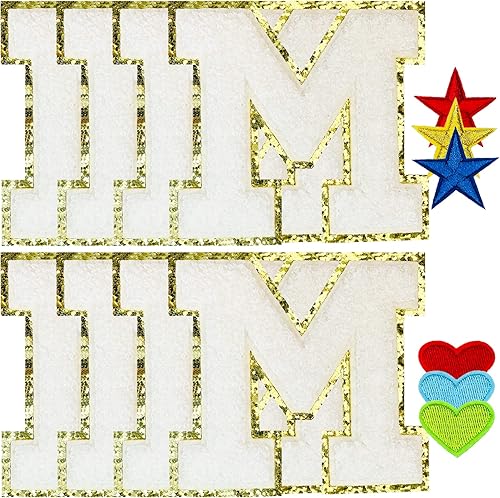 Miniatura 123 de Jongdari Letras termo-adhesivas para ropa, parche de letras de felpilla con brillantina del alfabeto, apliques para coser con adhesivo planchado, 8