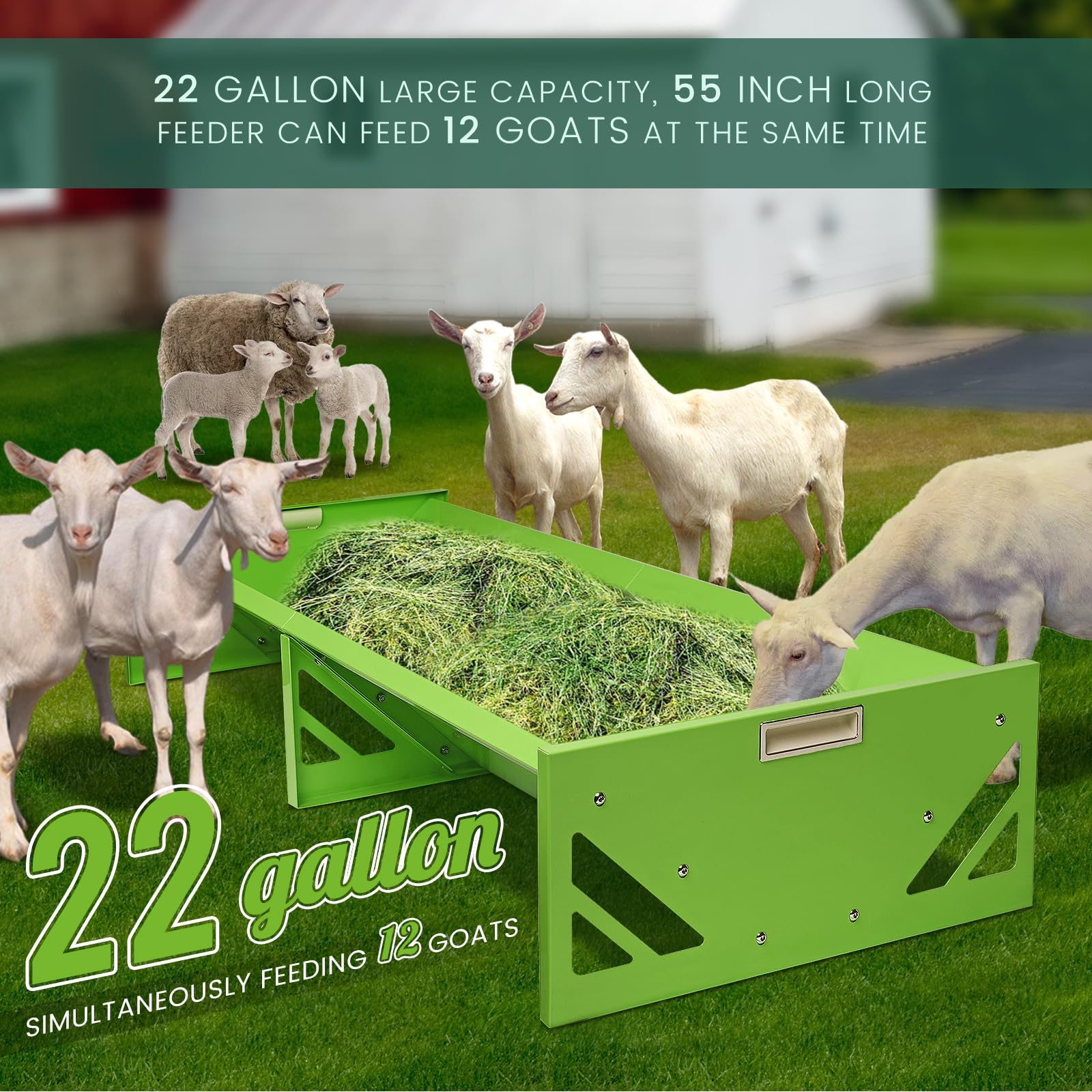 Comedero para Cabras, de 139.7 cm, de Metal de Gran Capacidad, de Acero galvanizado, para Ganado, Vacas, Caballos, ovejas, Cabras, Cerdos, terneros, Ciervos